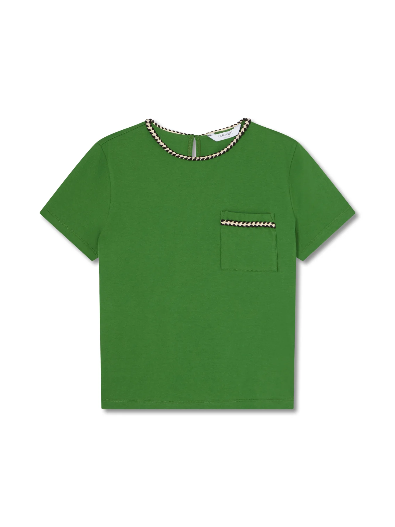 Green Vita Treetop Green Cotton Plaited Trim T-Shirt