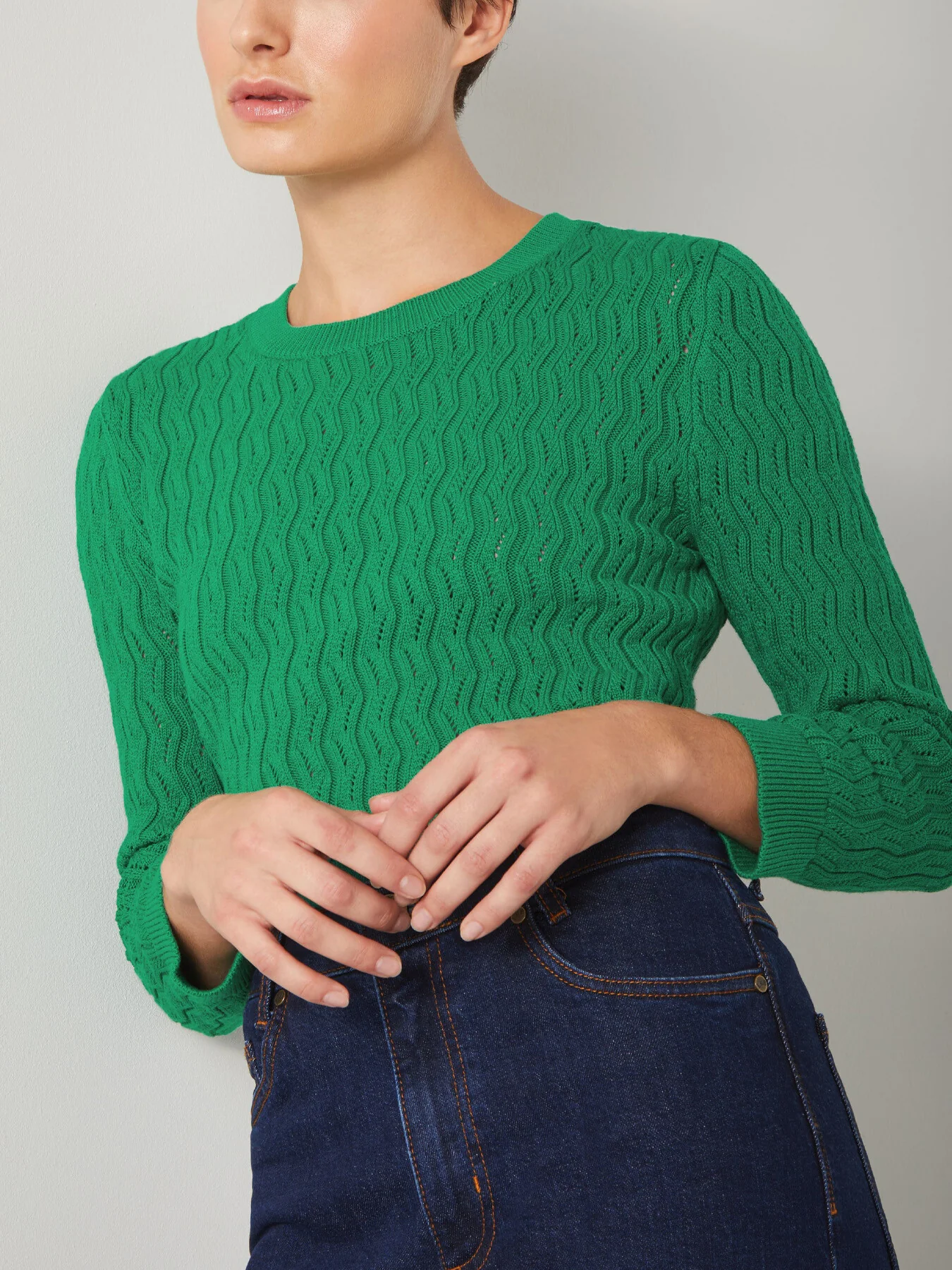 Keaton Cotton Open-Weave Jumper - Image 4