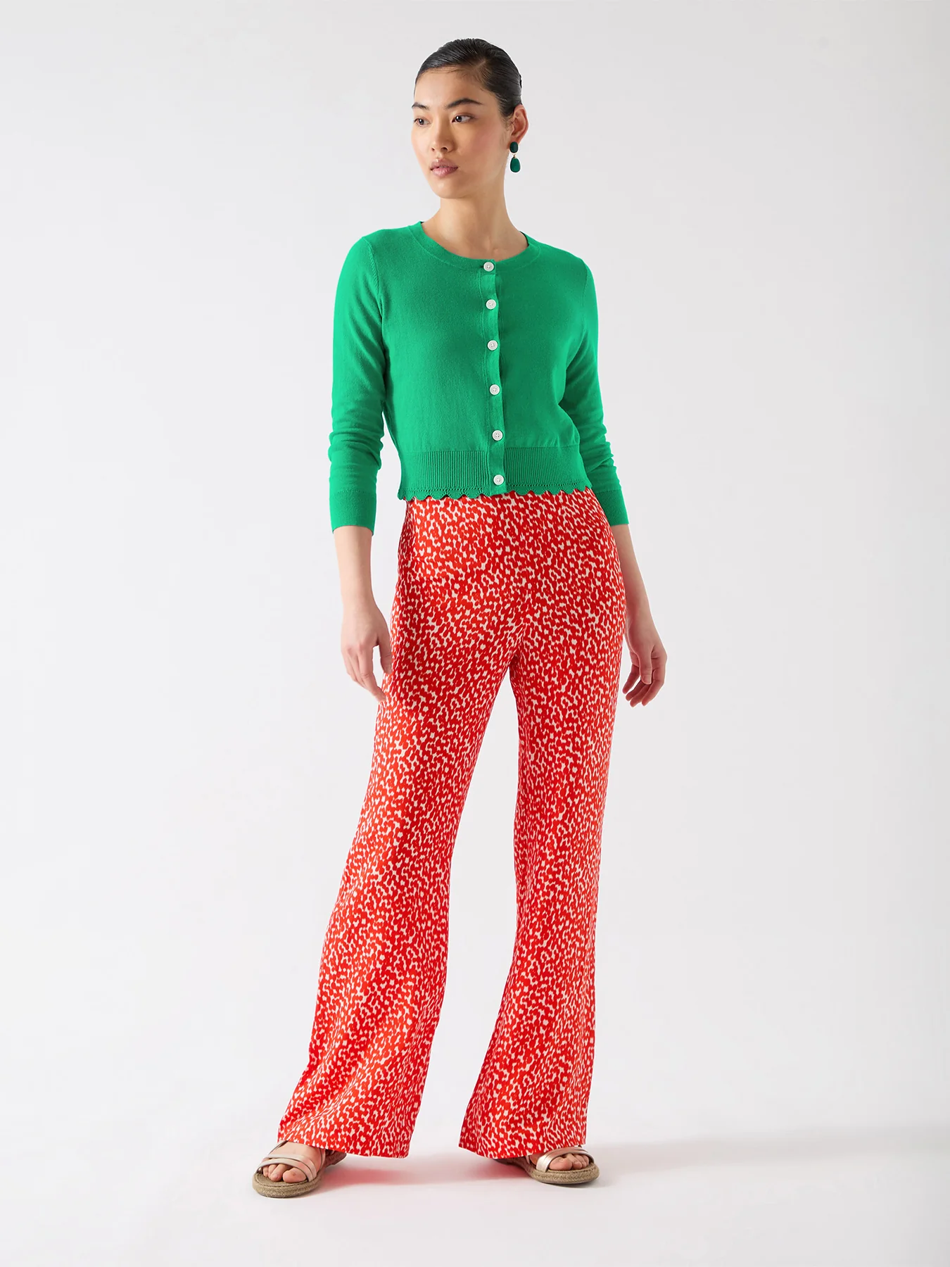 Vanessa Green Cotton Pointelle Detail Cardigan - Image 5