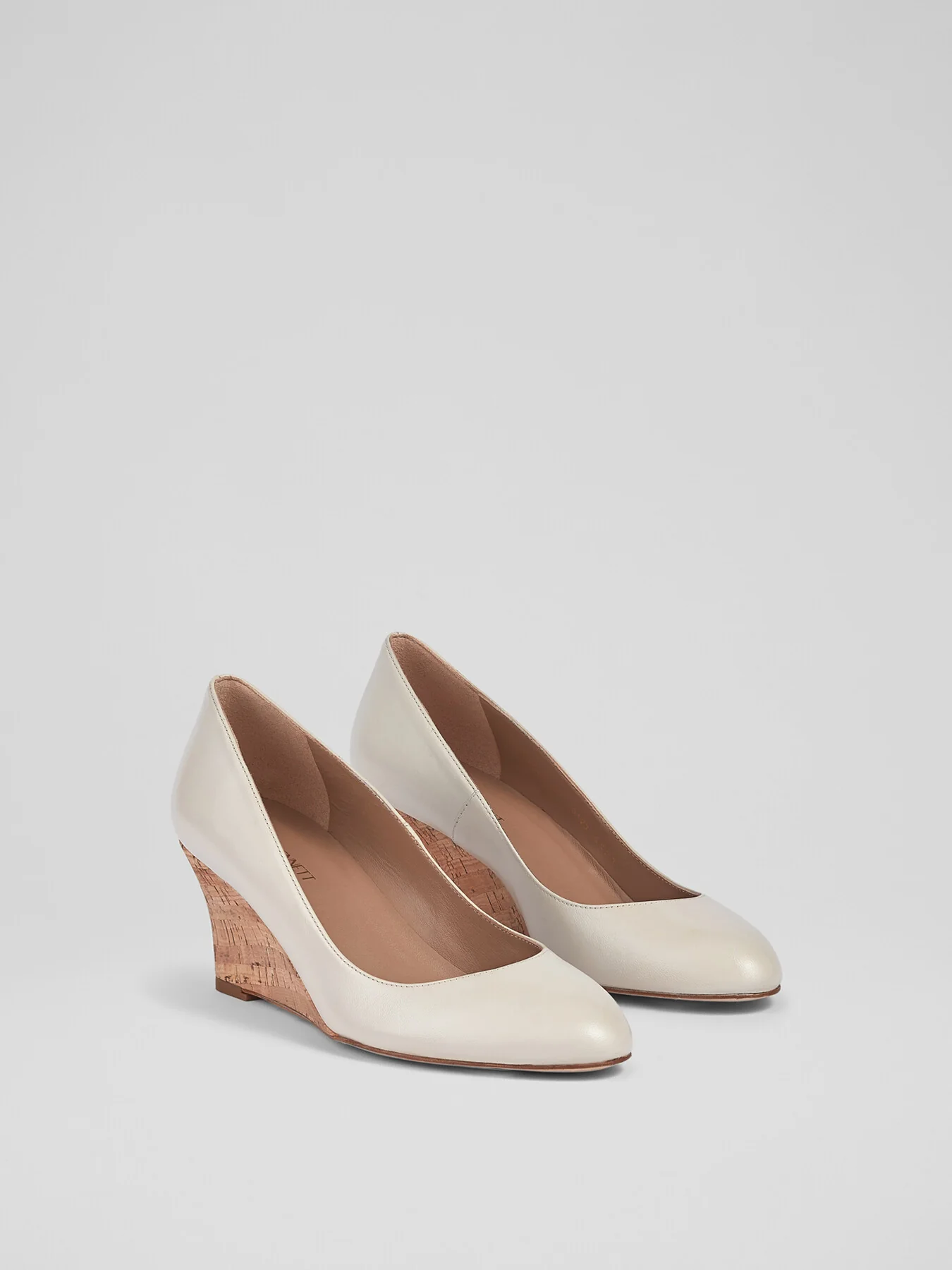 Eevi Ecru Leather Cork Wedges - Image 2