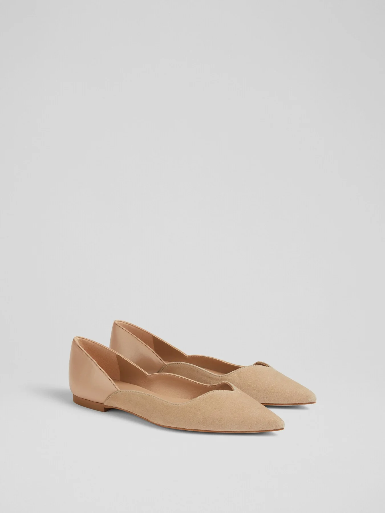 Iris Beige Suede And Leather Sweetheart Flats - Image 2