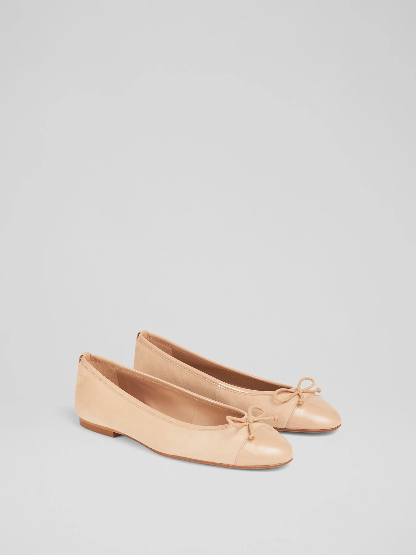 Kara Beige Suede And Patent Toe Cap Ballerina Flats - Image 2
