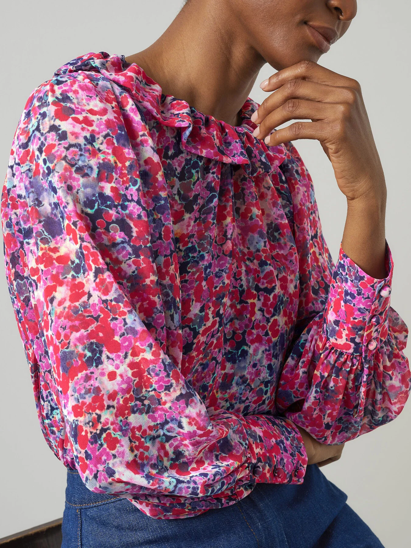 Erin Multi Watercolor Floral Blouse - Image 3