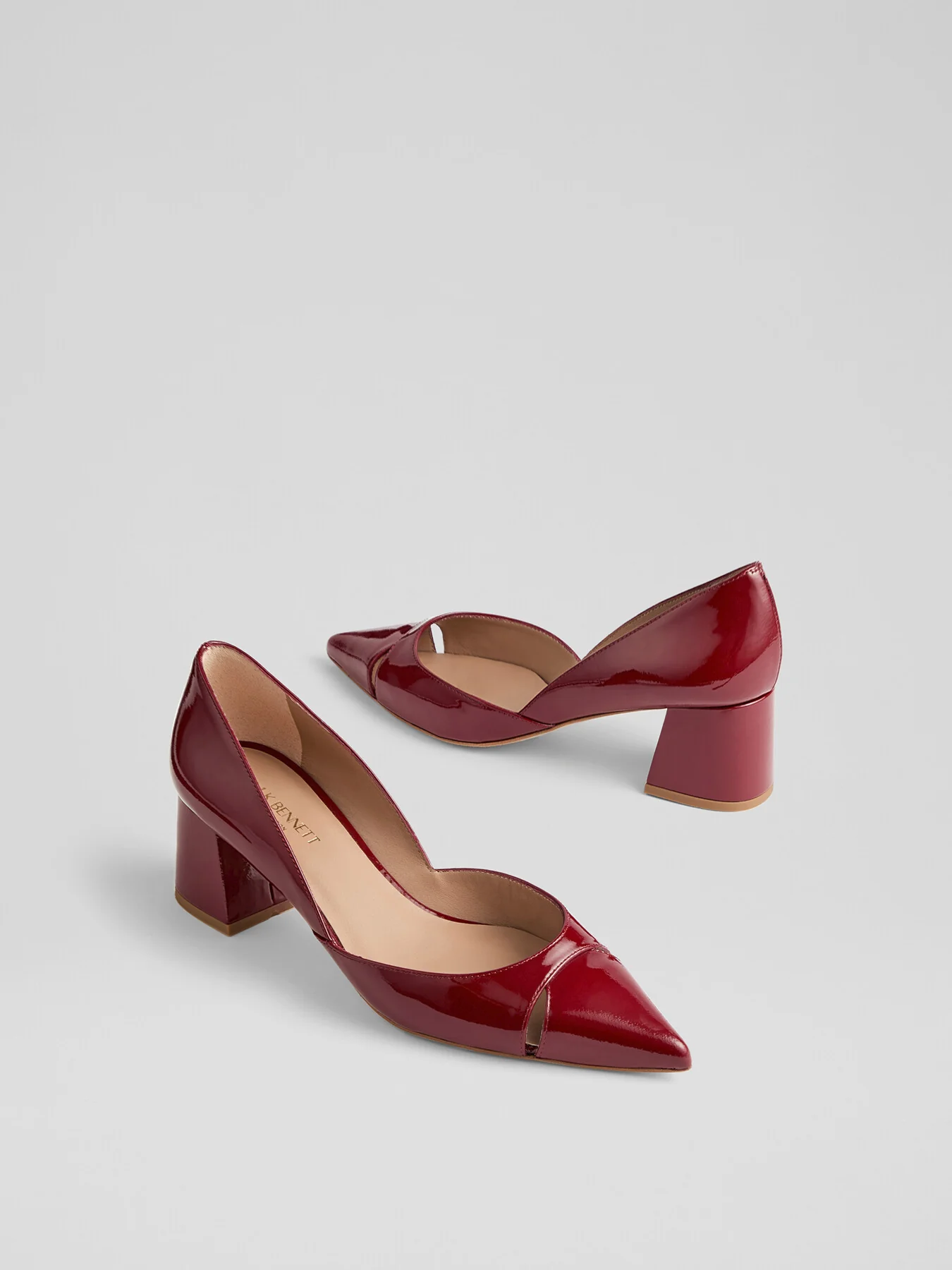 Cecile Patent Cut Out Block Heel Court - Image 3