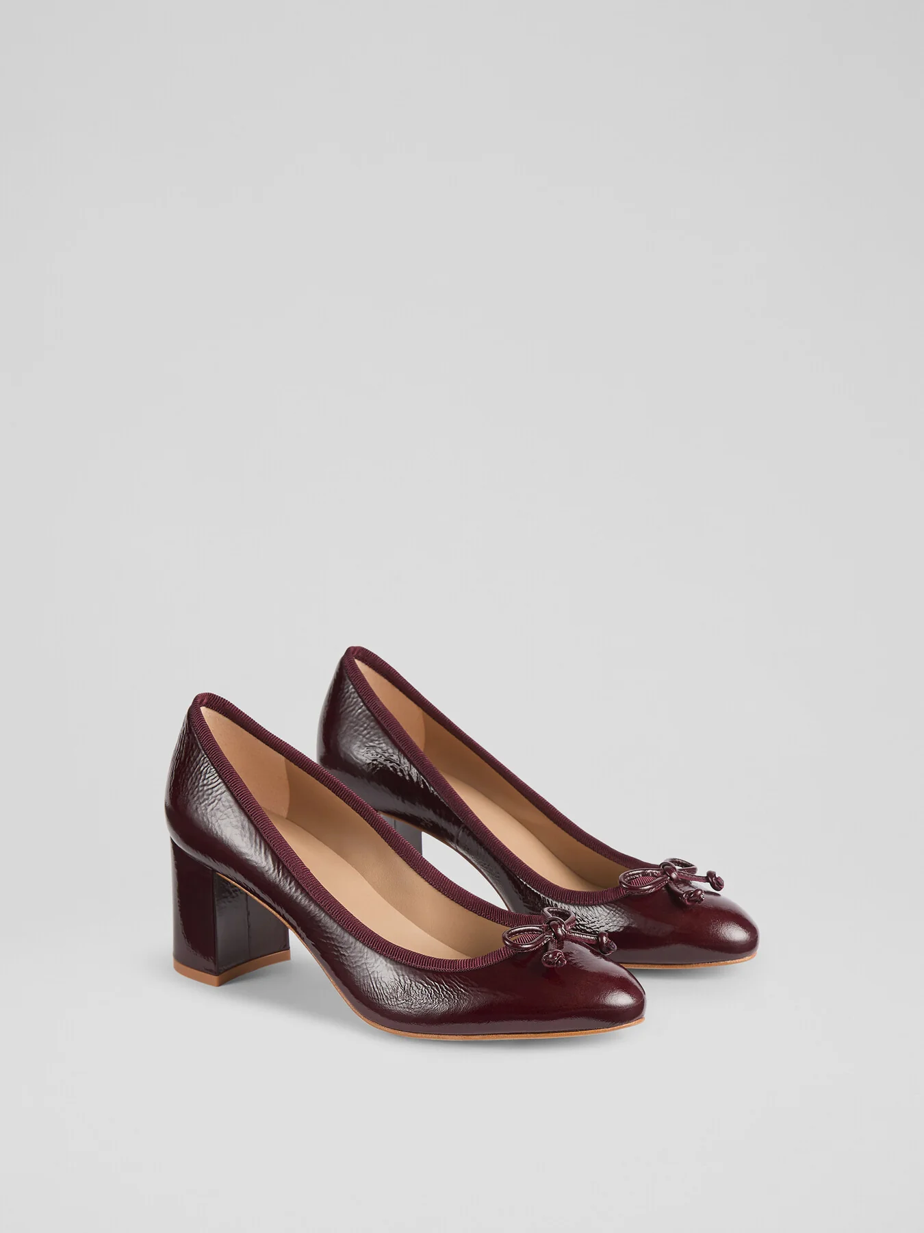 Juliette Bordeaux Crinkled Patent High Heel Grosgrain Ba - Image 2