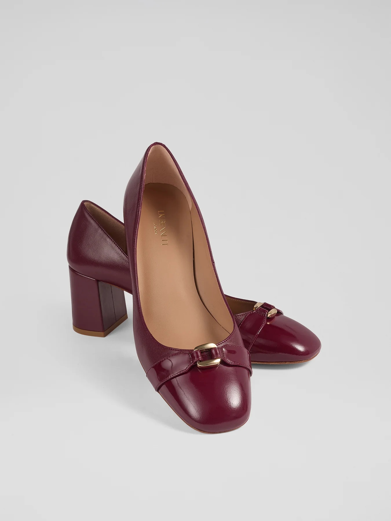 Oloid Plain Block Heel Courts Red - Image 2