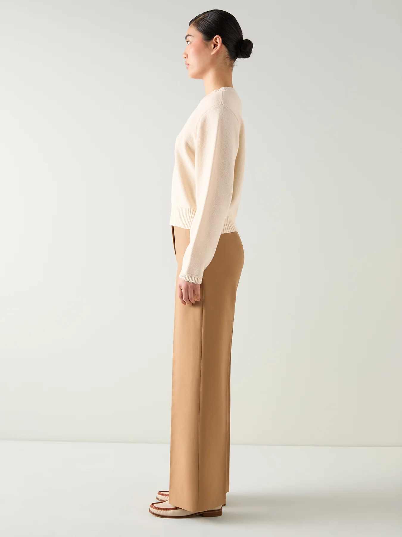 Sandy Plain Cotton Relaxed Sweater White - Image 3