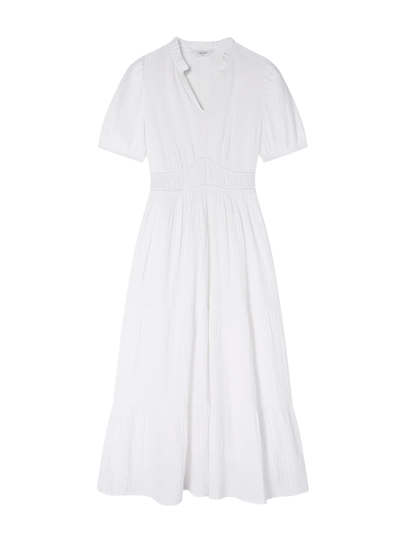White Felicity White Cotton Gather Detail Cotton Dress