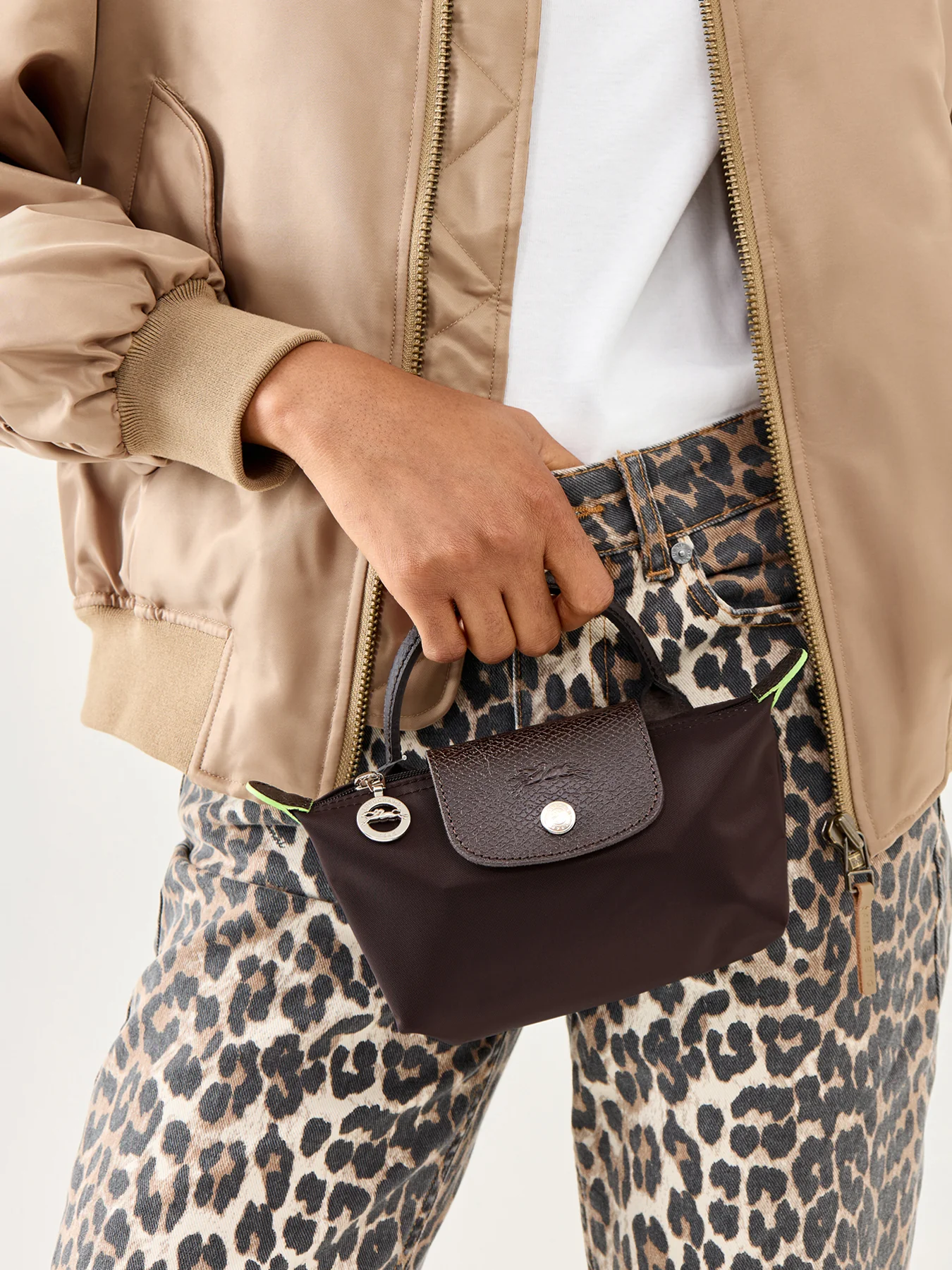 Le Pliage Green Pouch With Handle Terra Recycled Canvas - Image 2