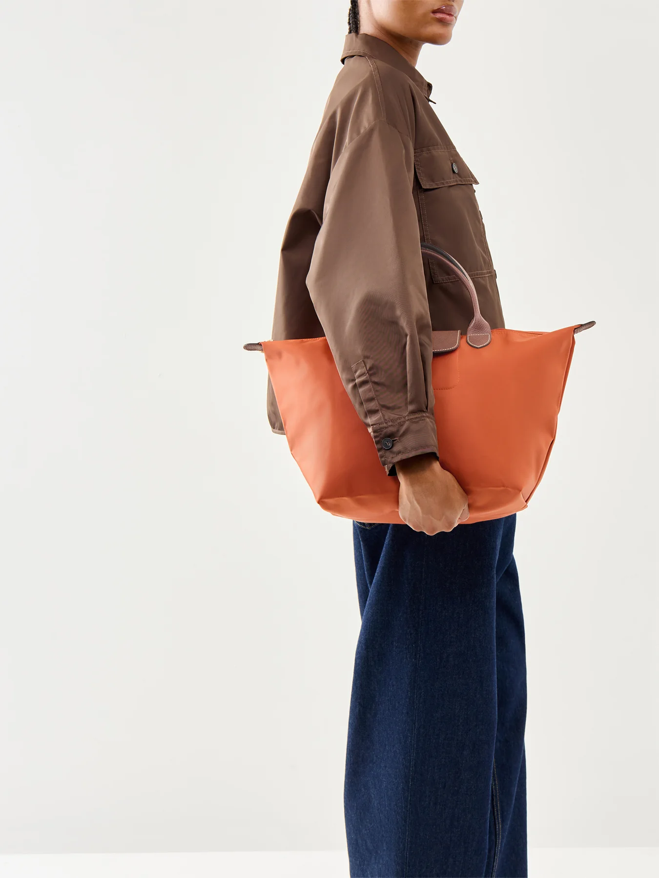 Le Pliage Original Medium Handbag Brick Recycled Canvas - Image 2