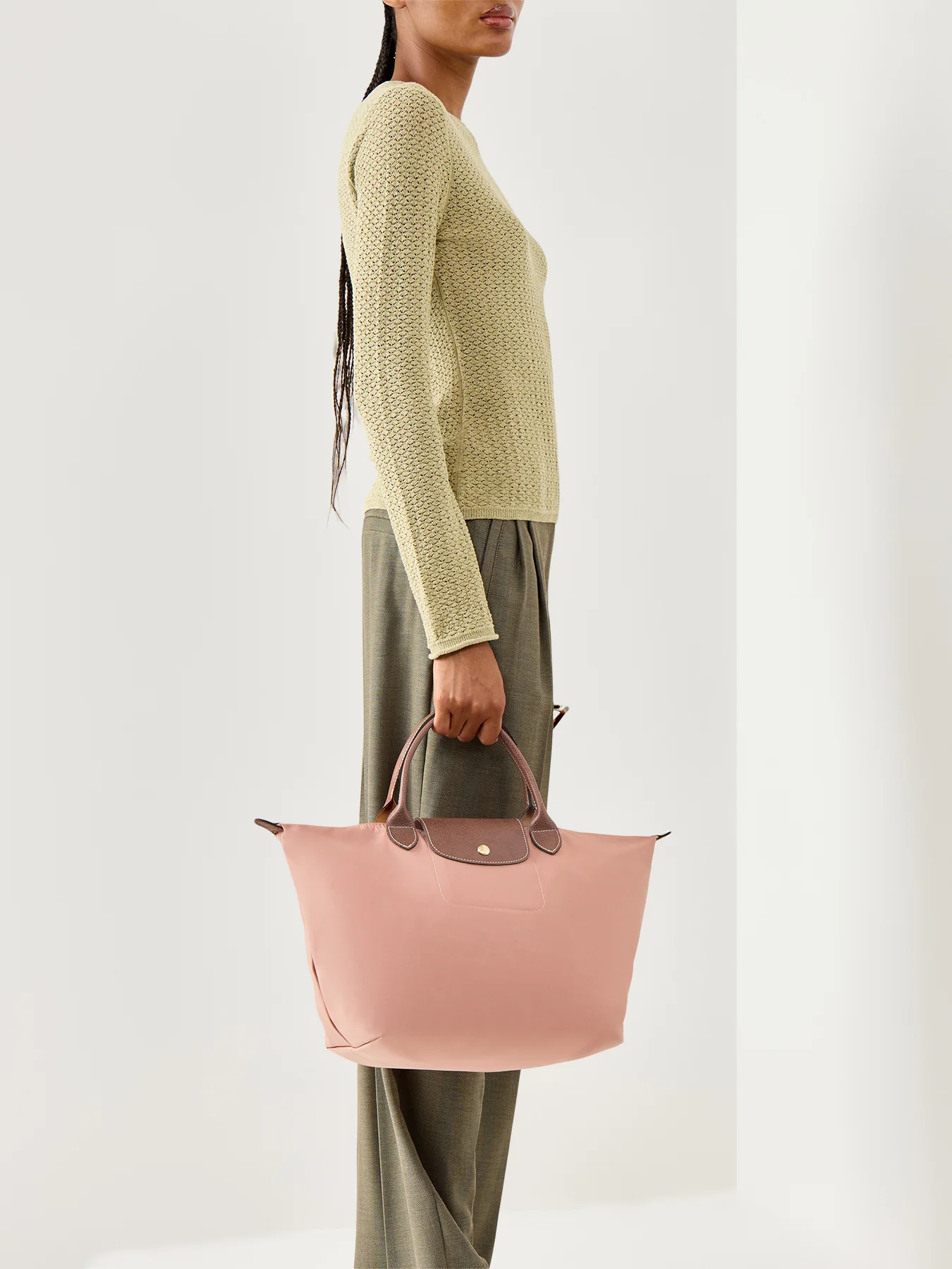 Le Pliage Original Medium Handbag Pink Tea Recycle - Image 2