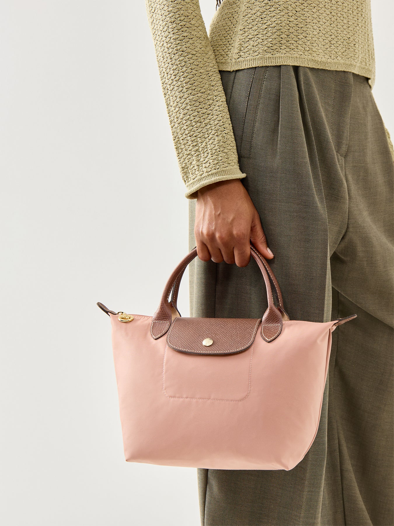 Le Pliage Original Small Handbag Pink Tea Recycled Canvas - Image 2