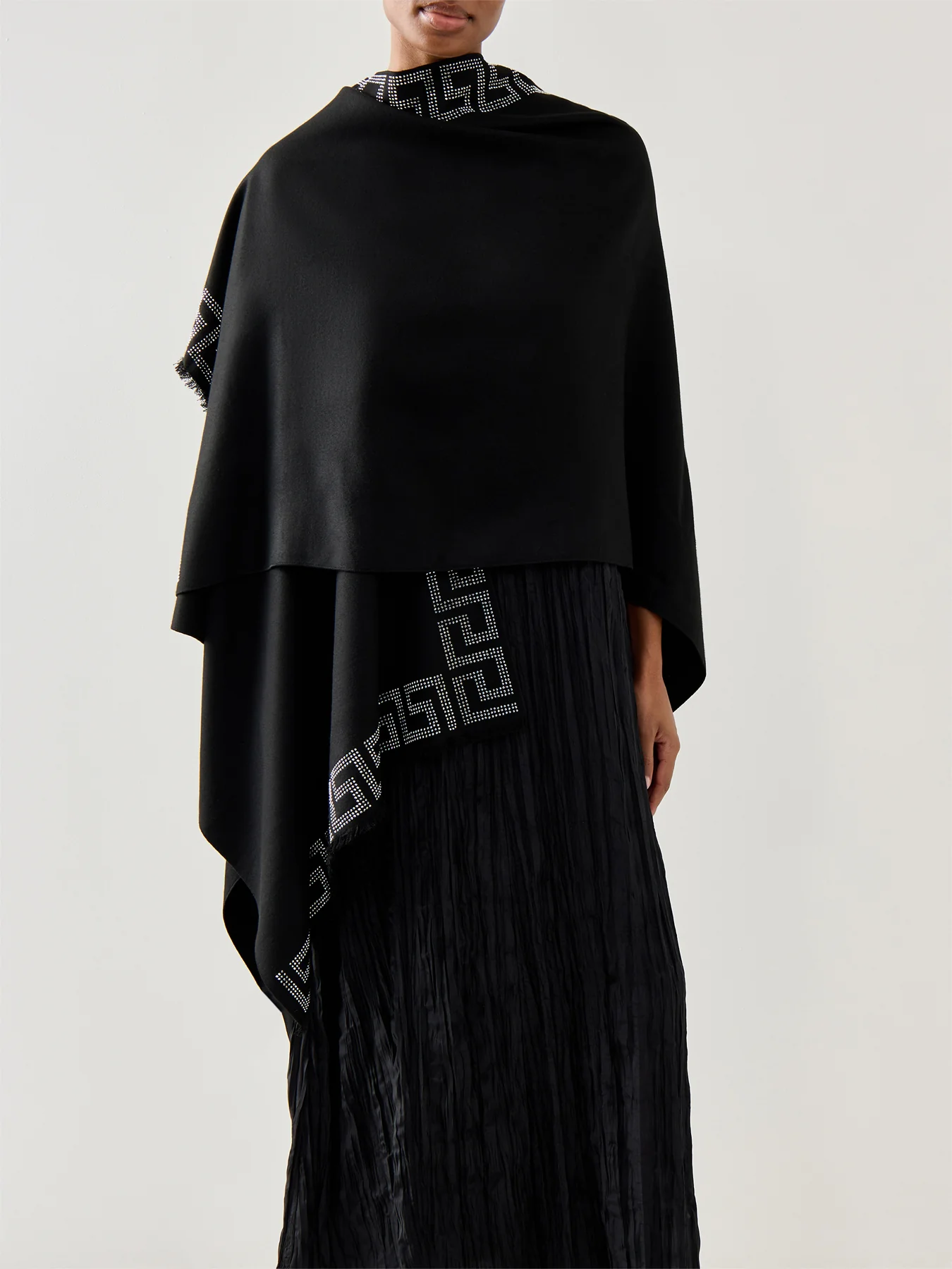 Geometric Border Wrap Scarf Black - Image 2