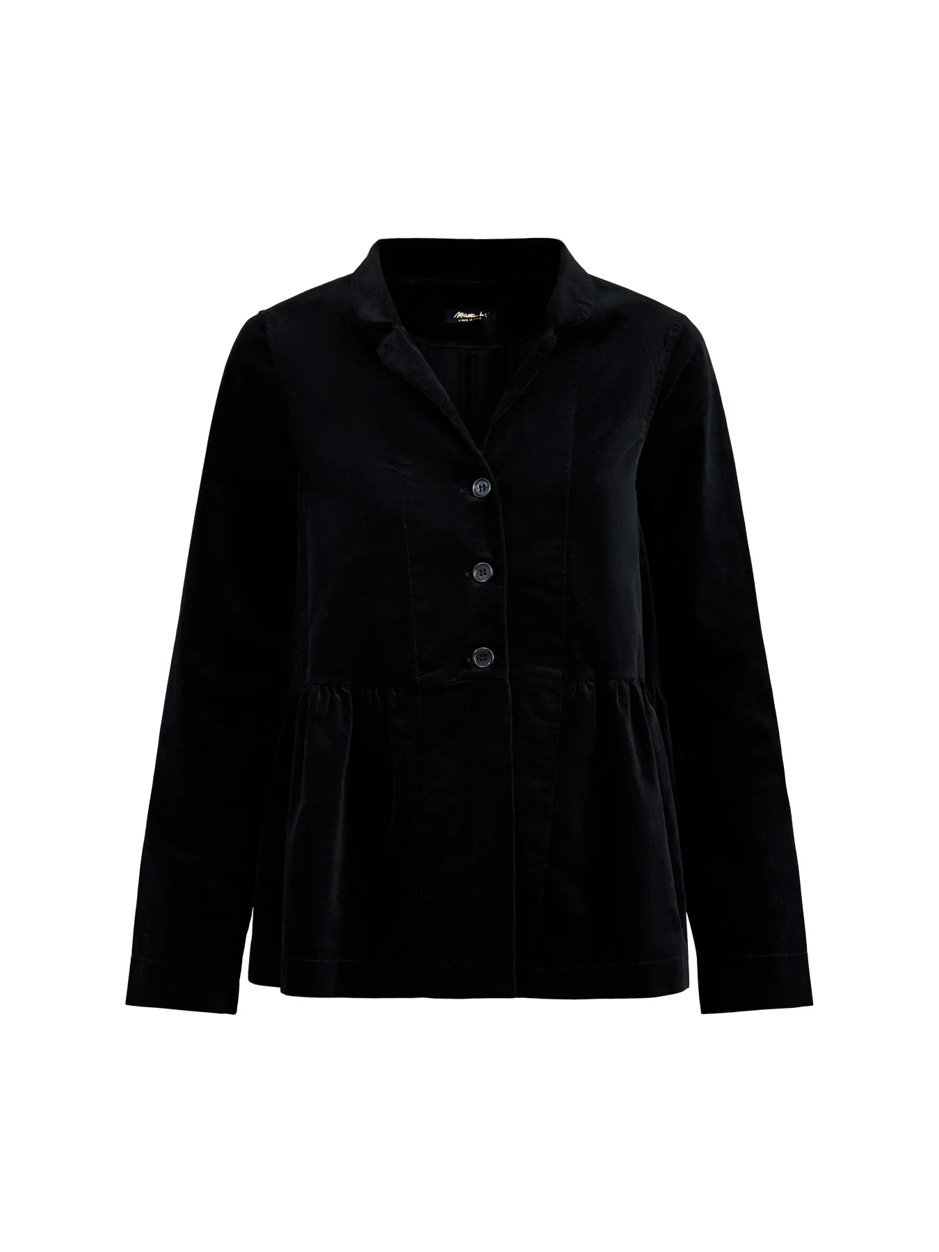 Velvet Peplum Blazer Black