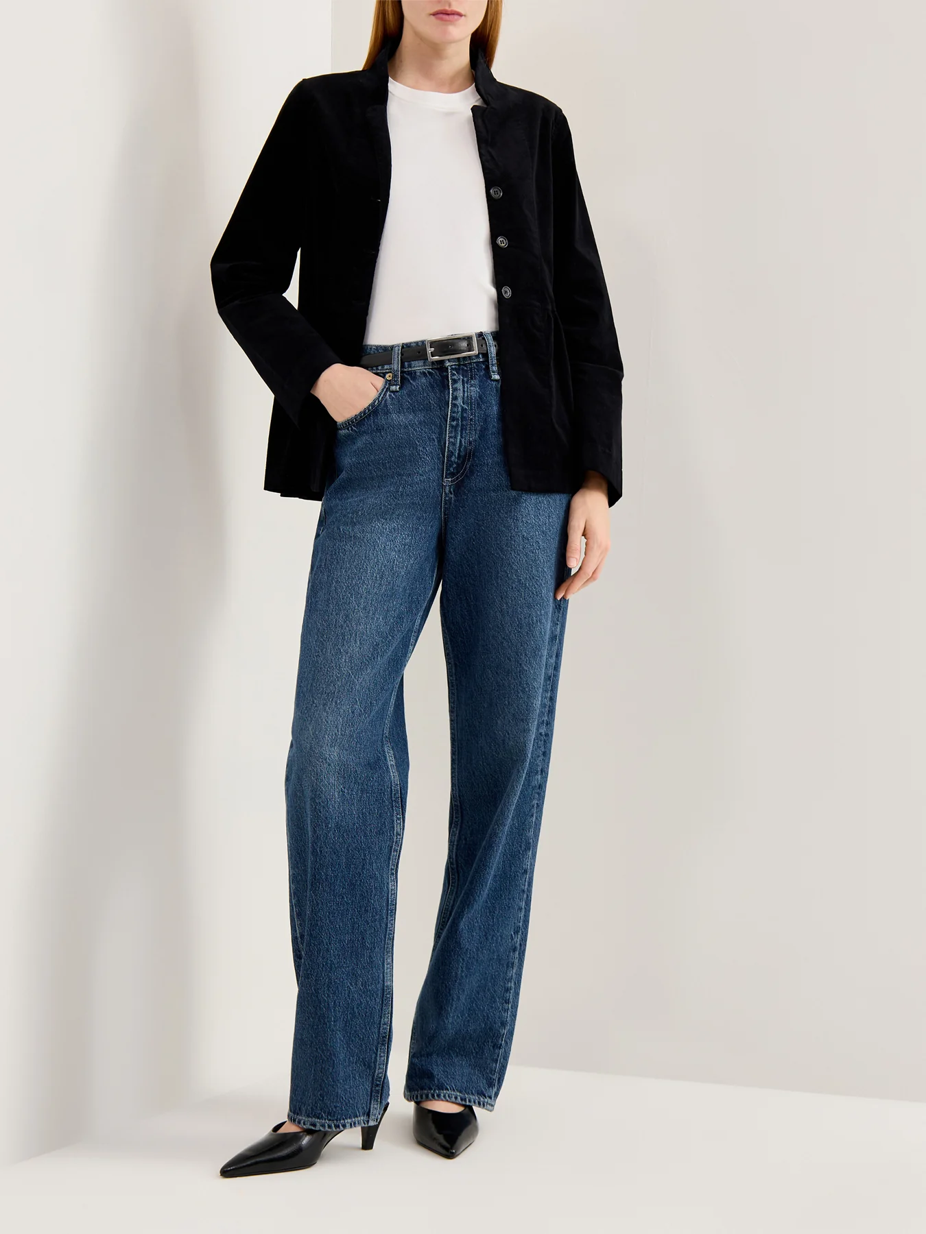 Velvet Peplum Blazer Black - Image 2