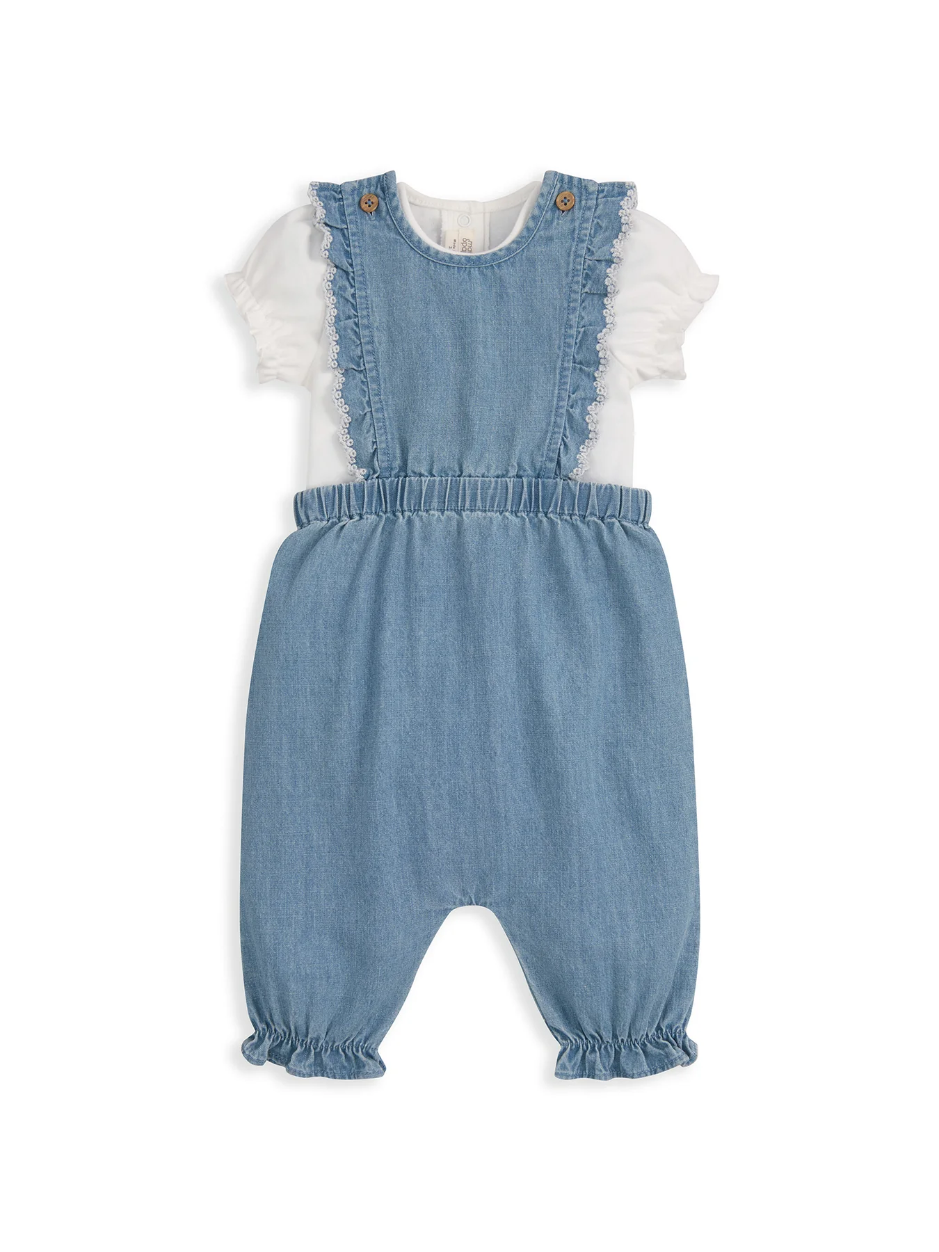 Baby Cotton Dungaree Set Blue