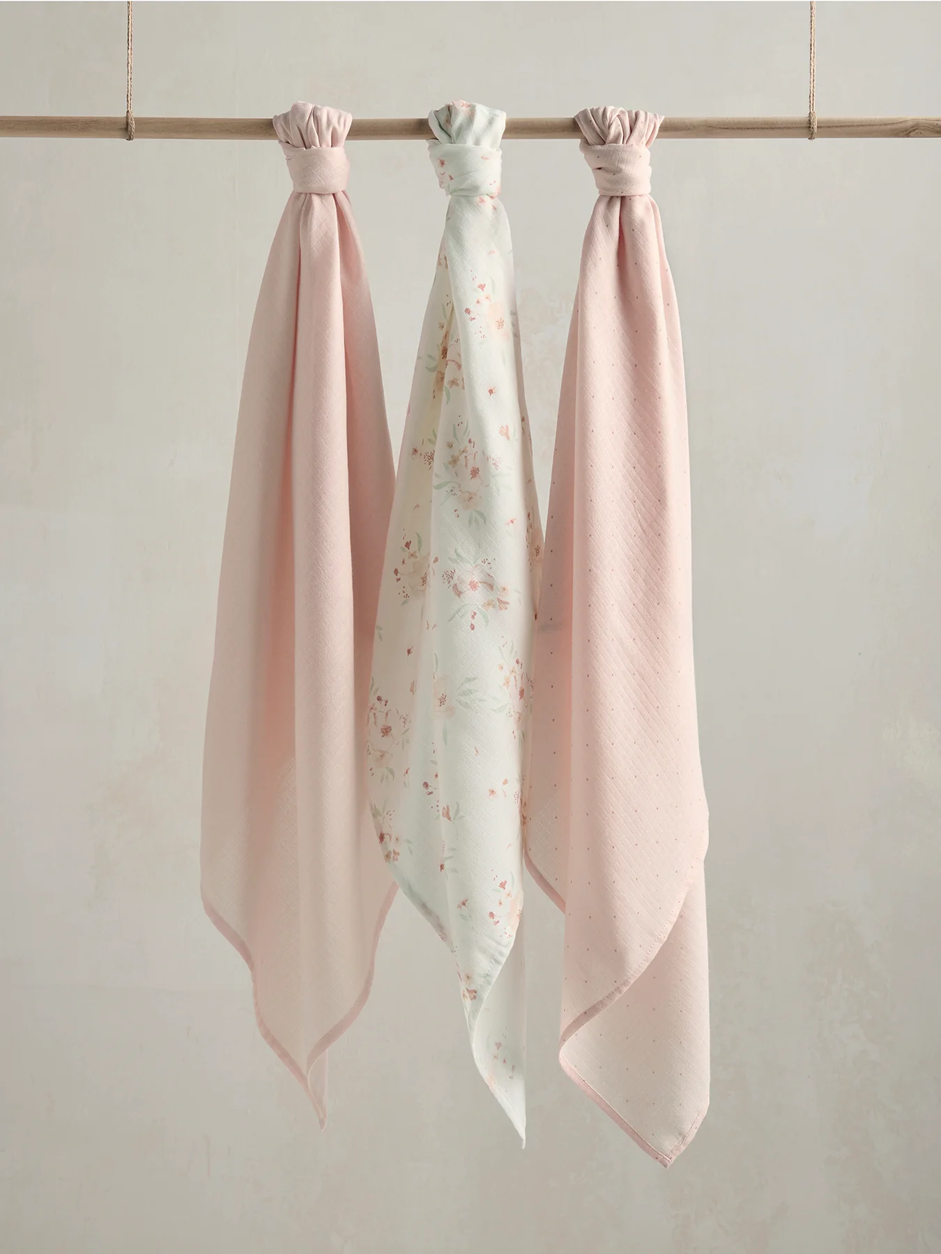 Muslin Squares Large Floral Pink 3 Pack - Image 2