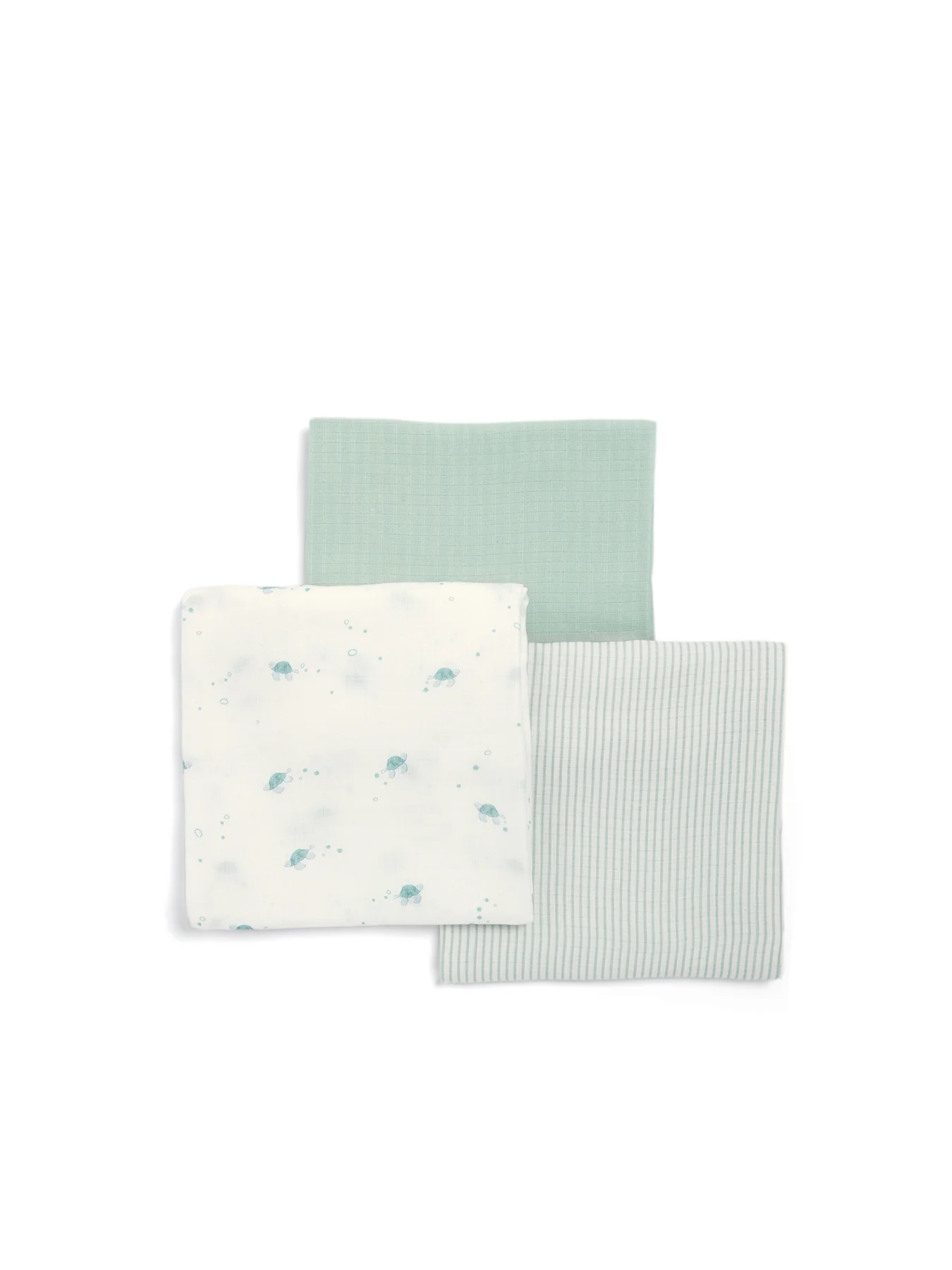 Muslin Squares 3 Pack Turtle Blue