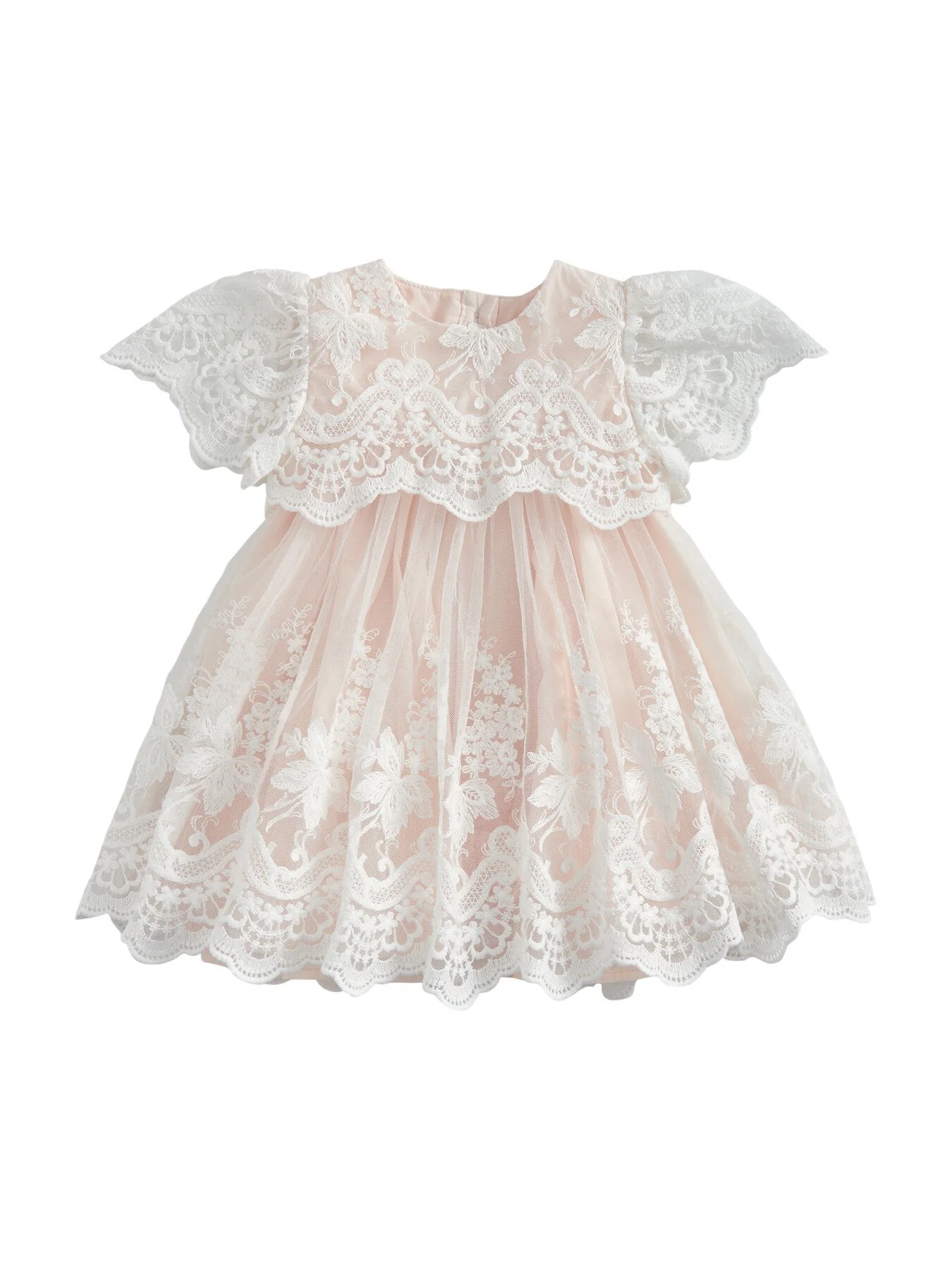Lace Frill Sleeve Dress Pink