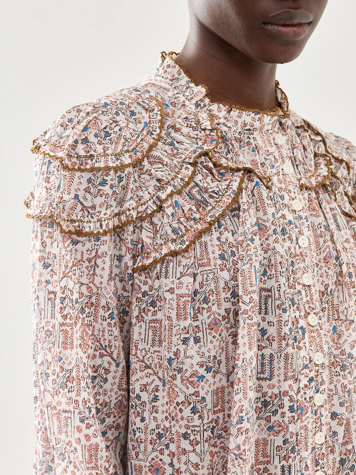 Crysta-Ga Printed Peasent Blouse - Image 3