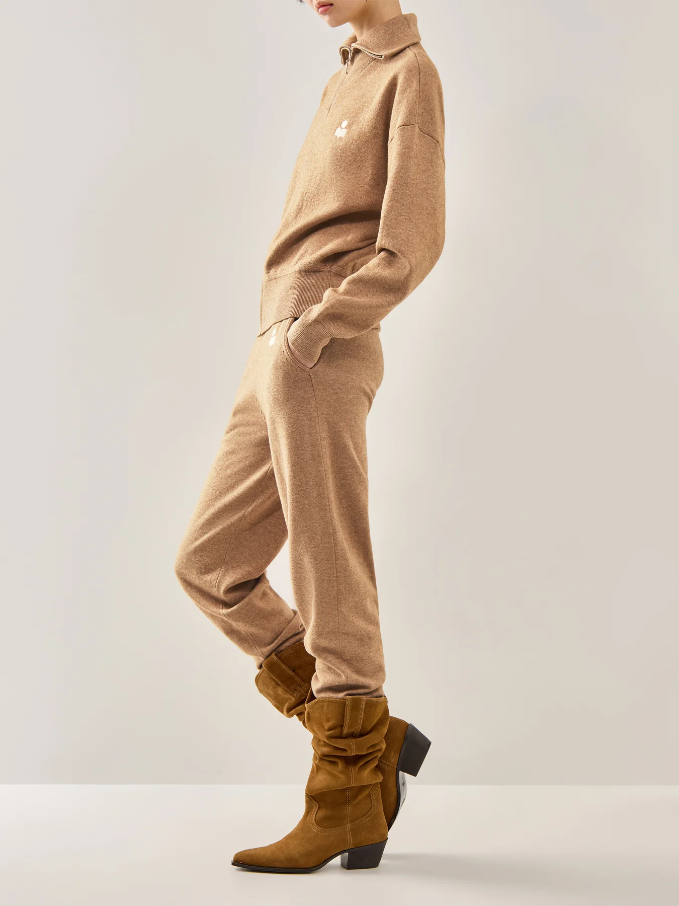 Kira Logo Knitted Sweatpants Grey Marl - Image 2