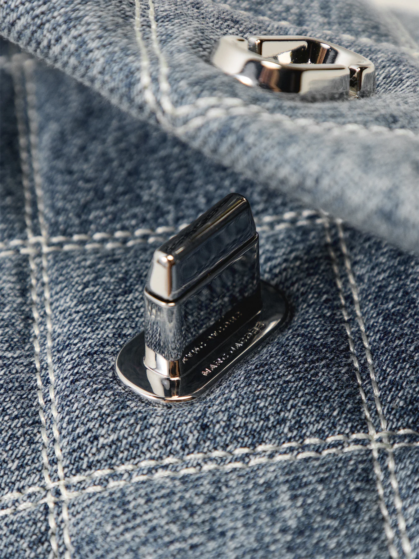 The Quilted Denim Dual Chain Wallet Blue - Image 5