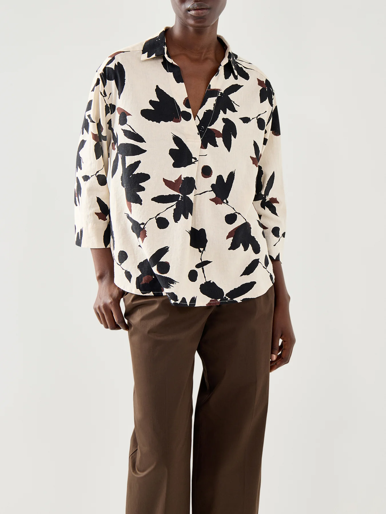 Darale Printed Linen Mix Top 3/4 Sleeve - Image 4