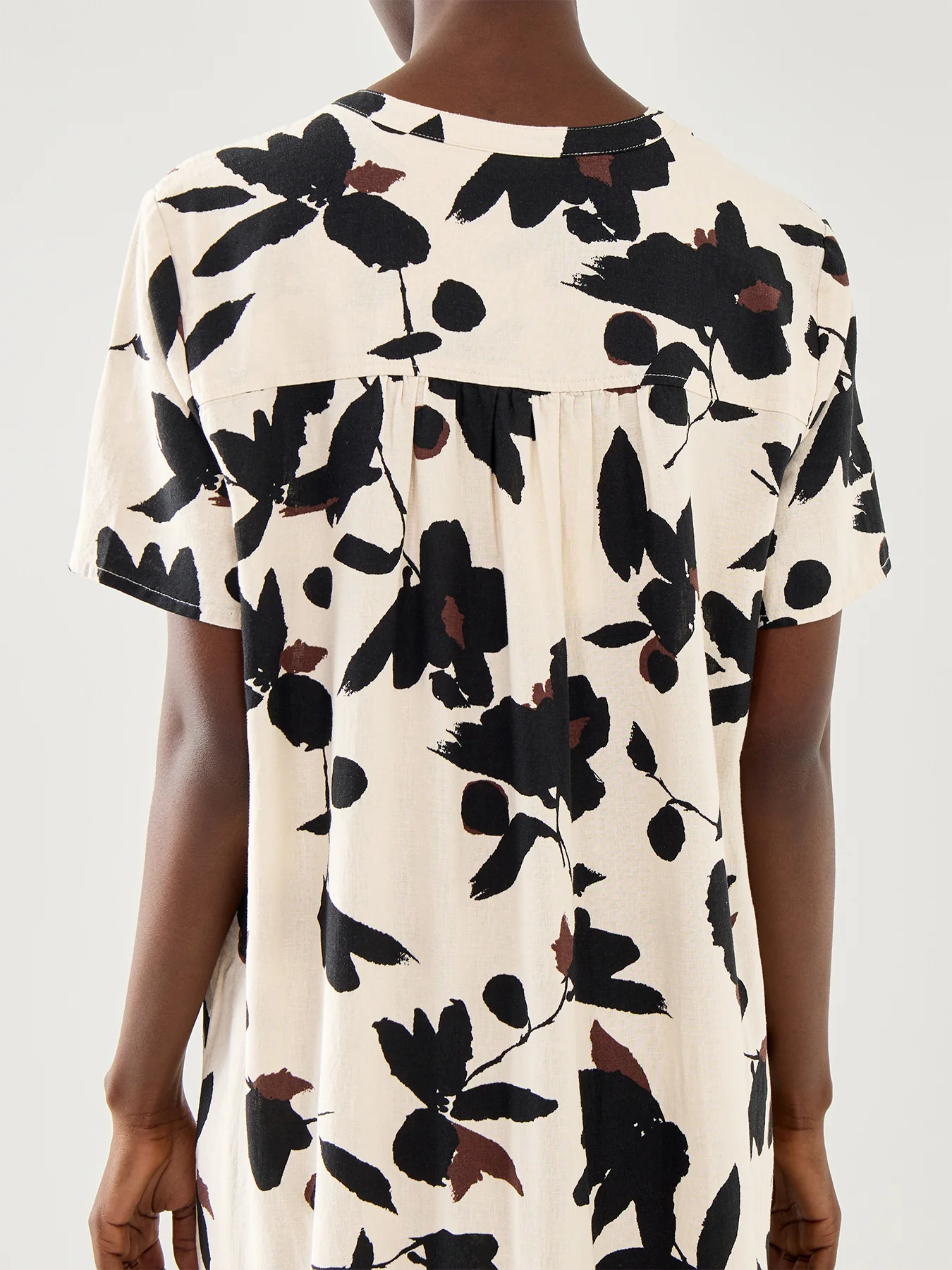 Nalaone Printed Linen Mix Dress Short Sleeve - Image 3