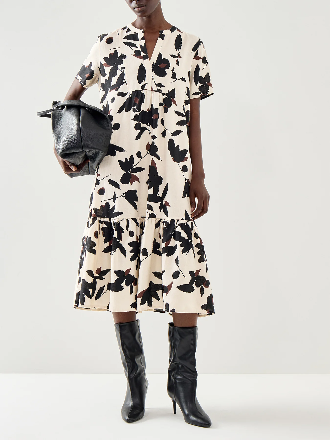Nalaone Printed Linen Mix Dress Short Sleeve - Image 4