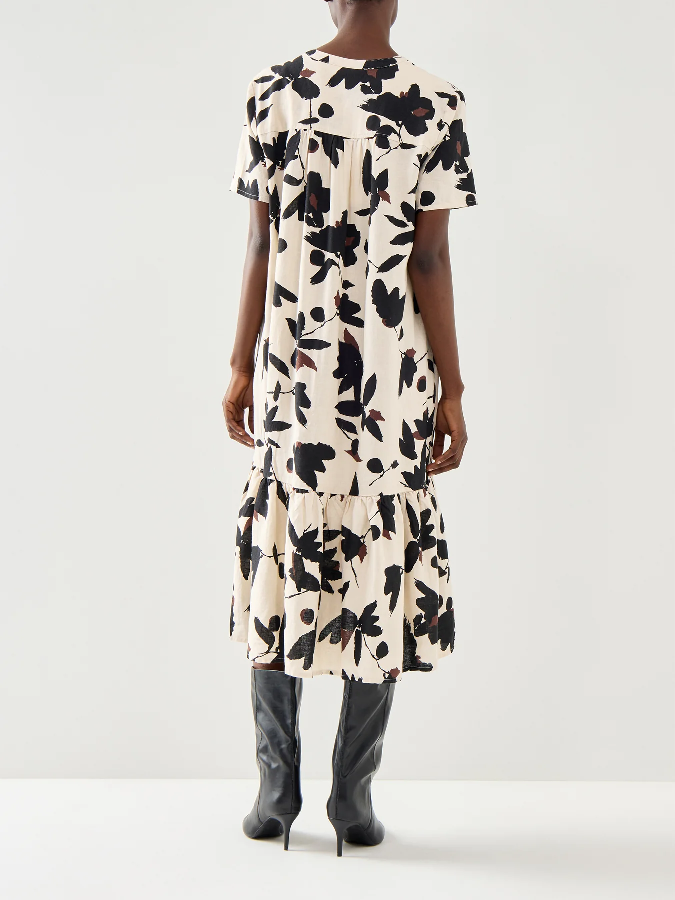 Nalaone Printed Linen Mix Dress Short Sleeve - Image 5