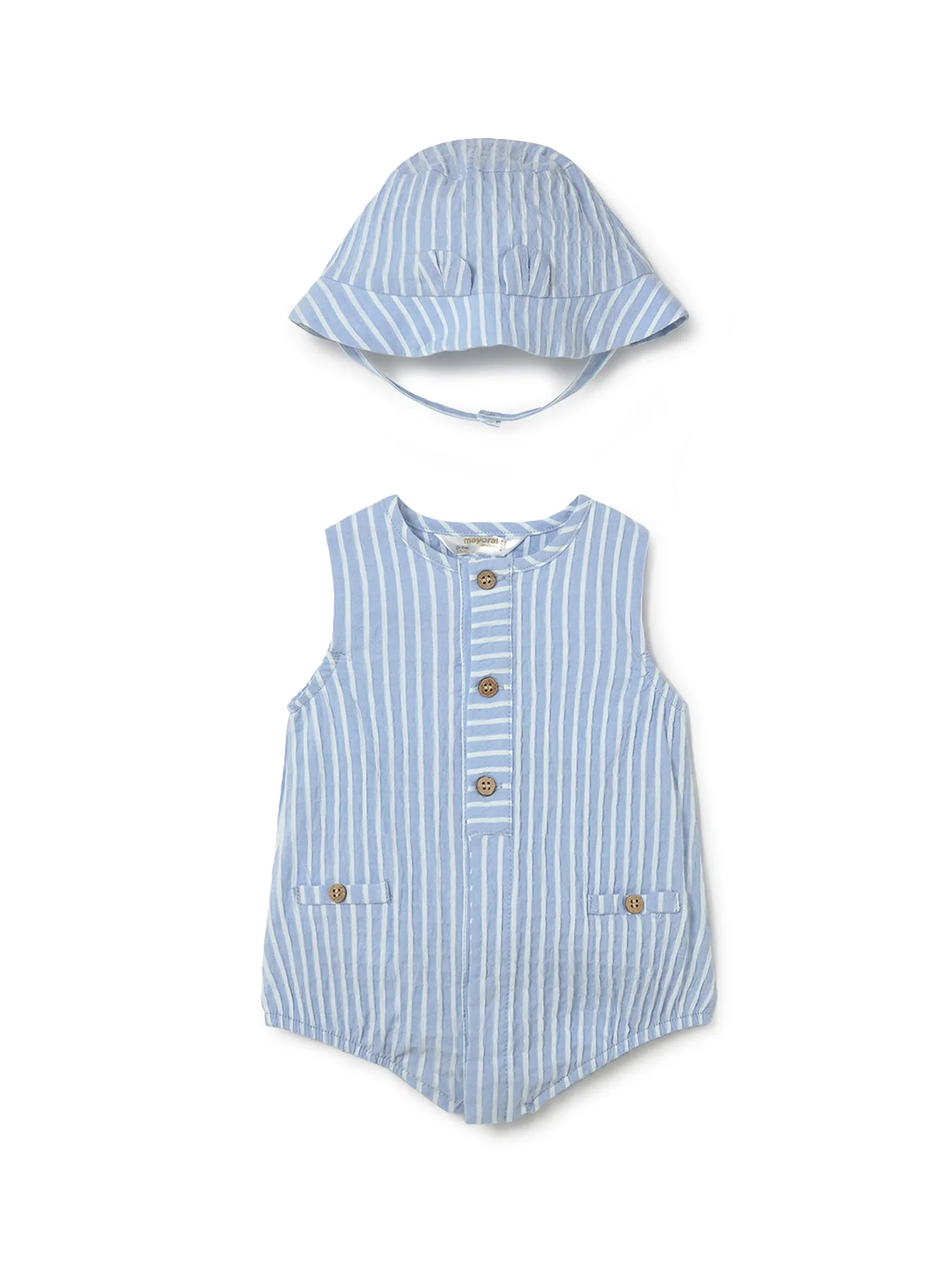 Baby Stripe Bodysuit and Hat Set Blue