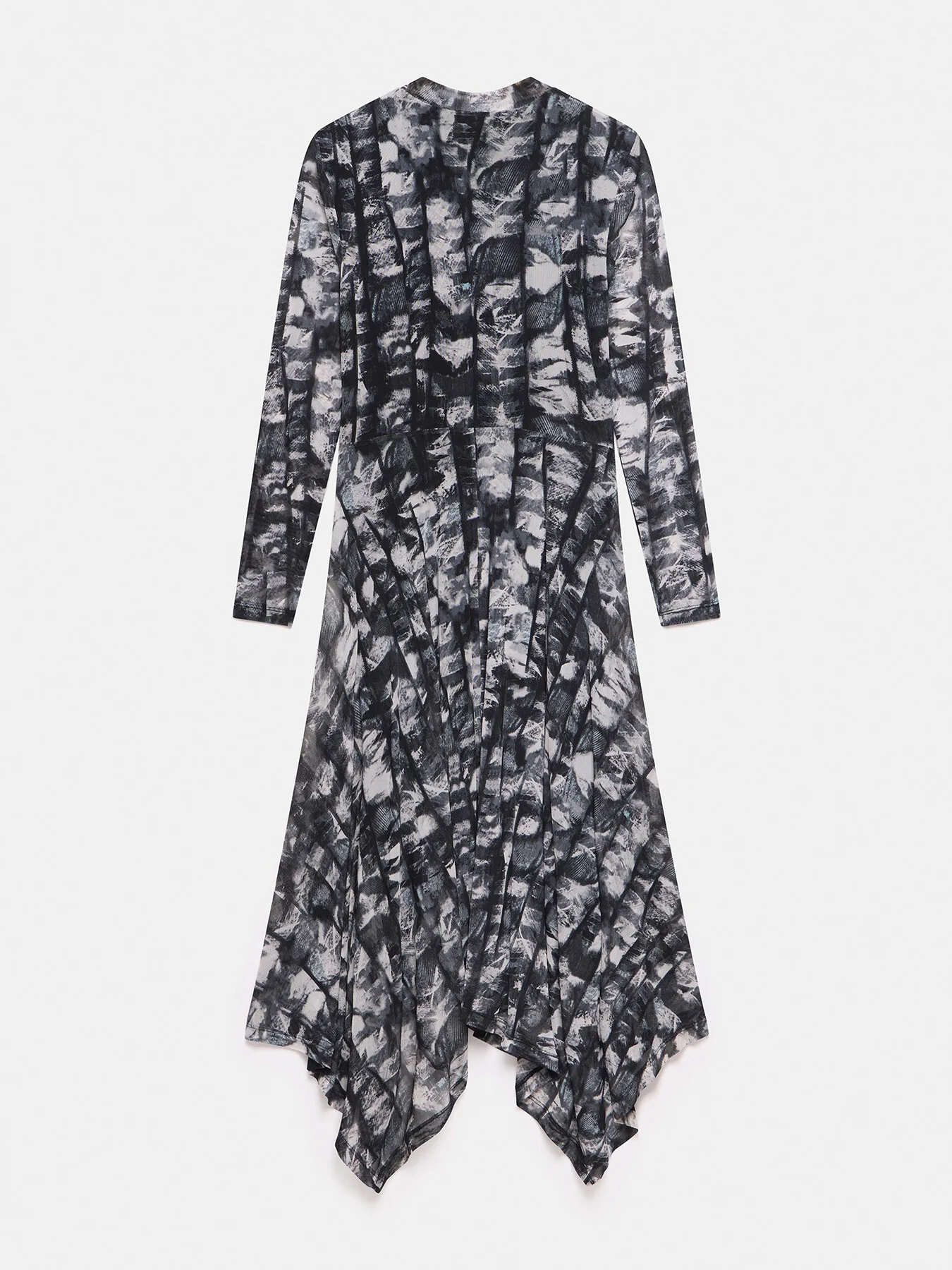 Abstract Print Mesh Midi Dress - Image 5