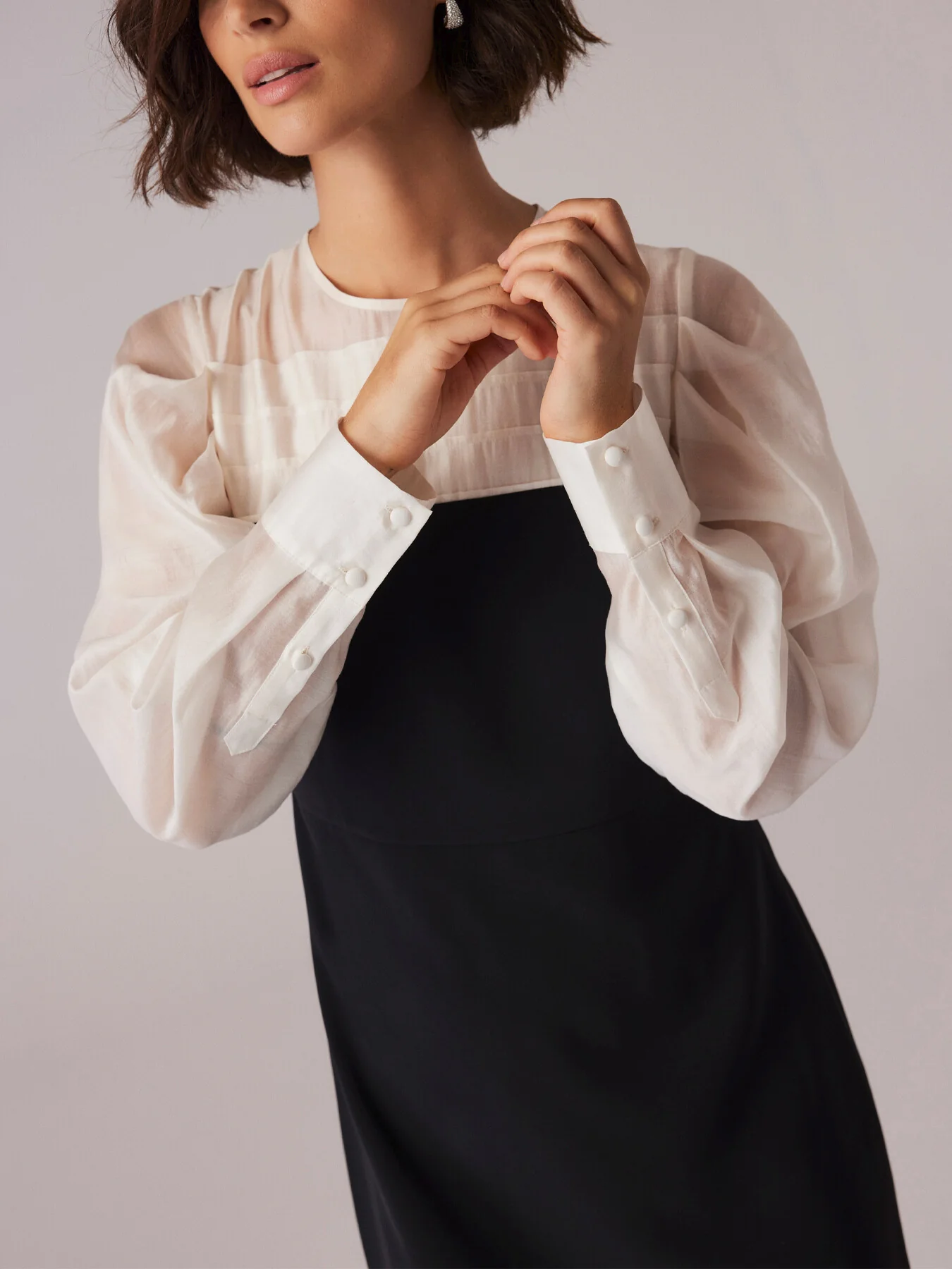 Long Sleeve Contrast Mini Dress - Image 4