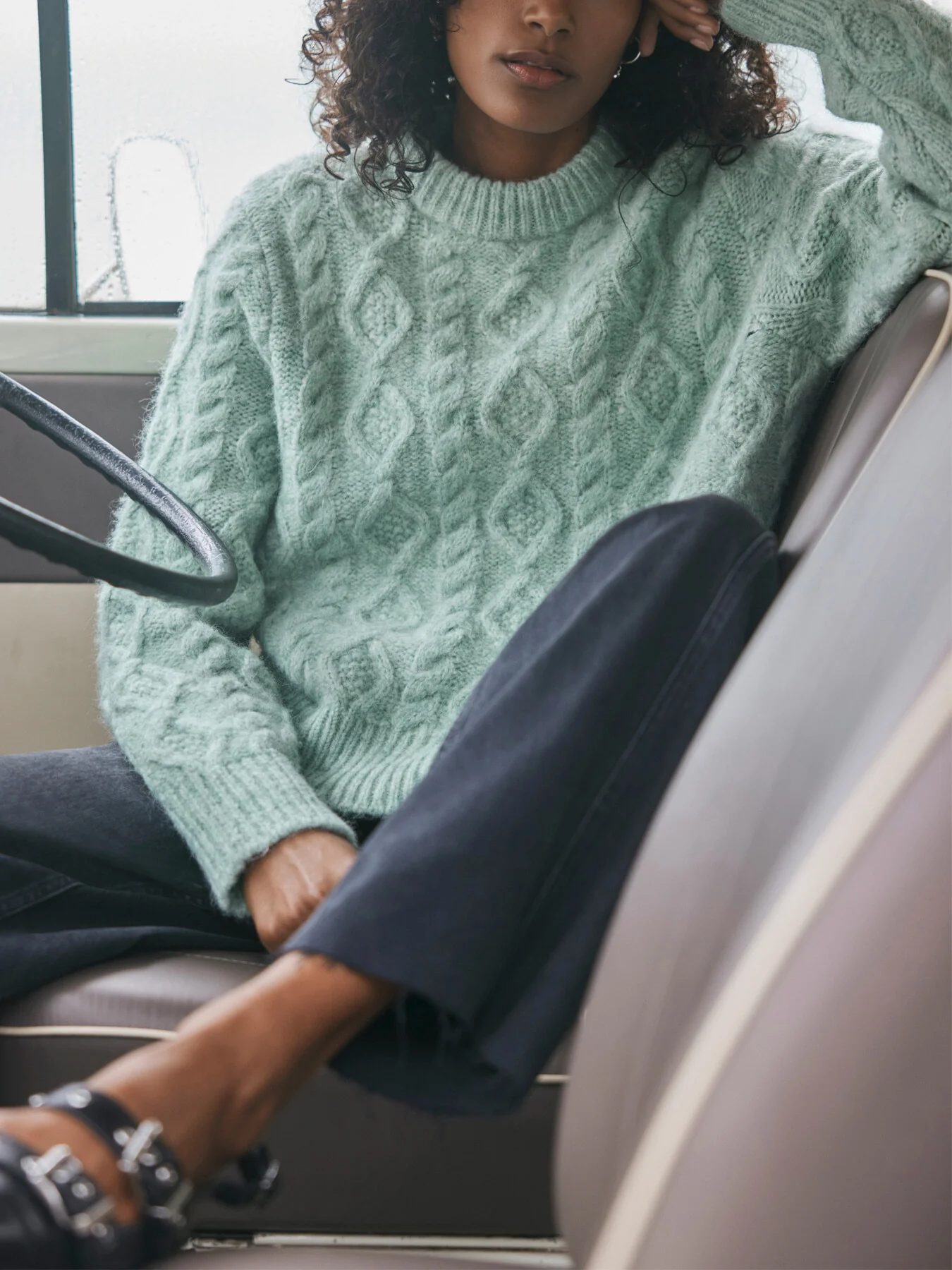 Green Cable Knit Jumper - Image 2
