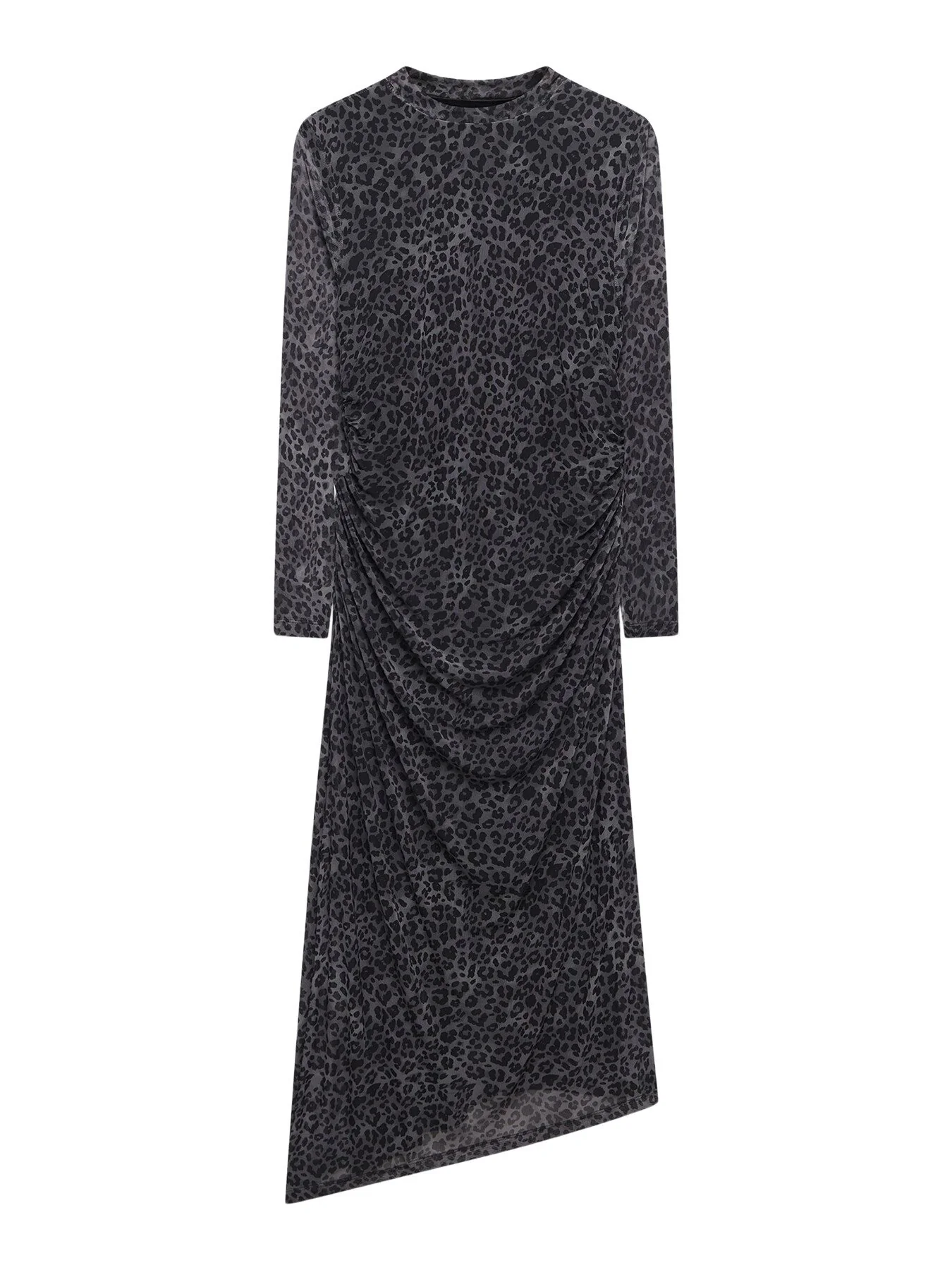 Leopard Print Mesh Midi Dress