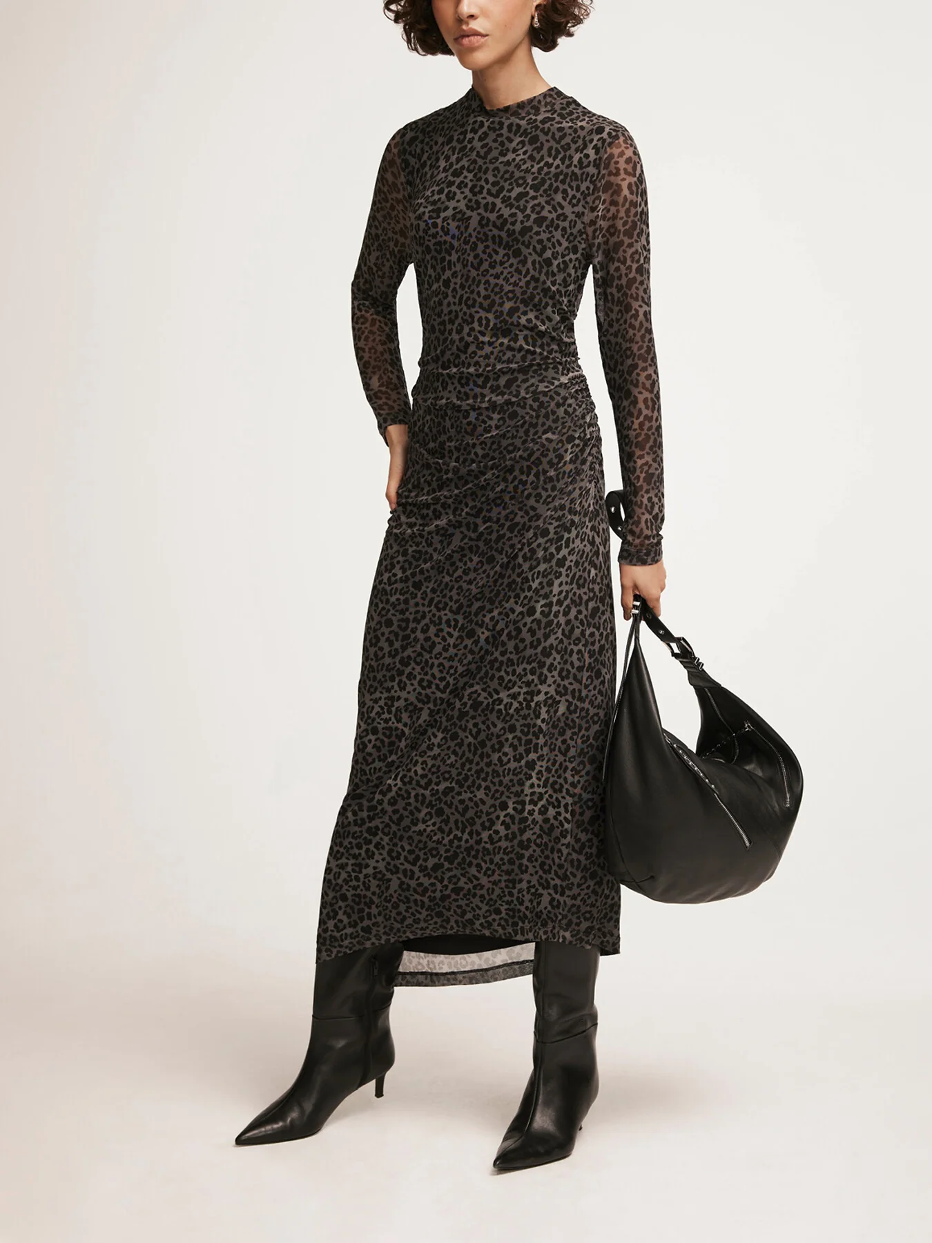 Leopard Print Mesh Midi Dress - Image 2