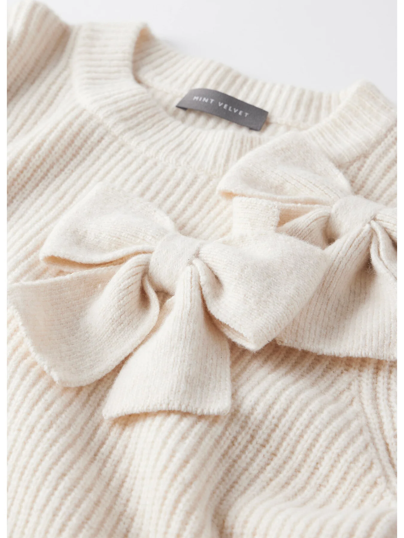 Cream Knit Bow Top - Image 5
