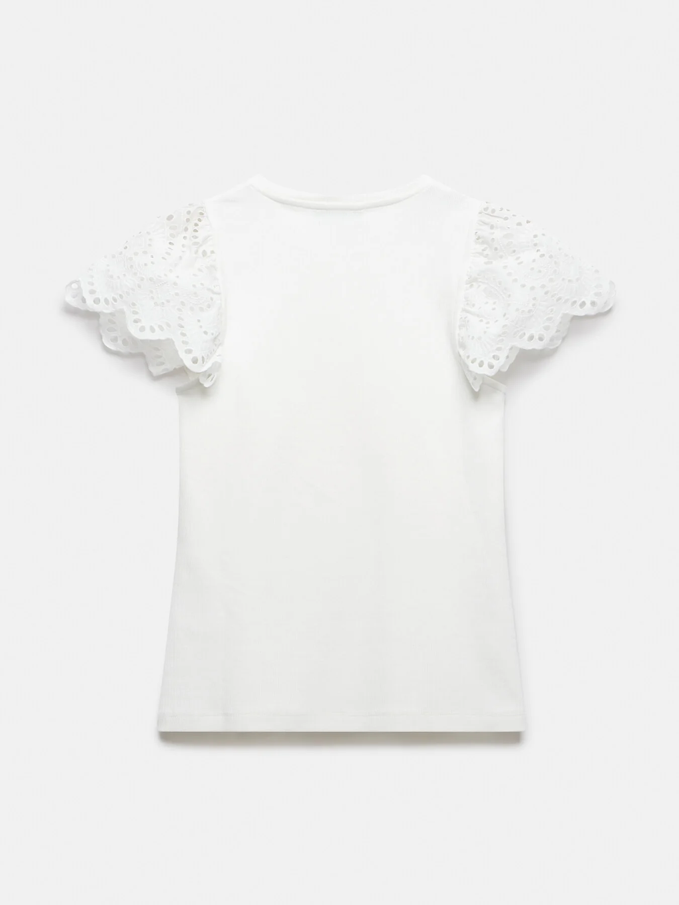 White Broderie Sleeve Top - Image 5