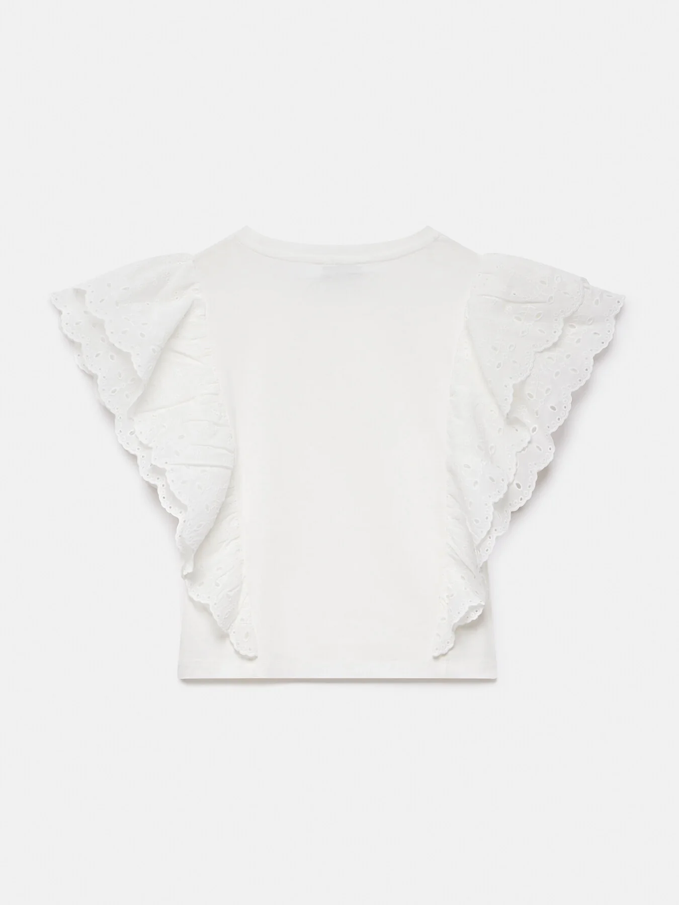 White Cotton Broderie Ruffle Top - Image 6