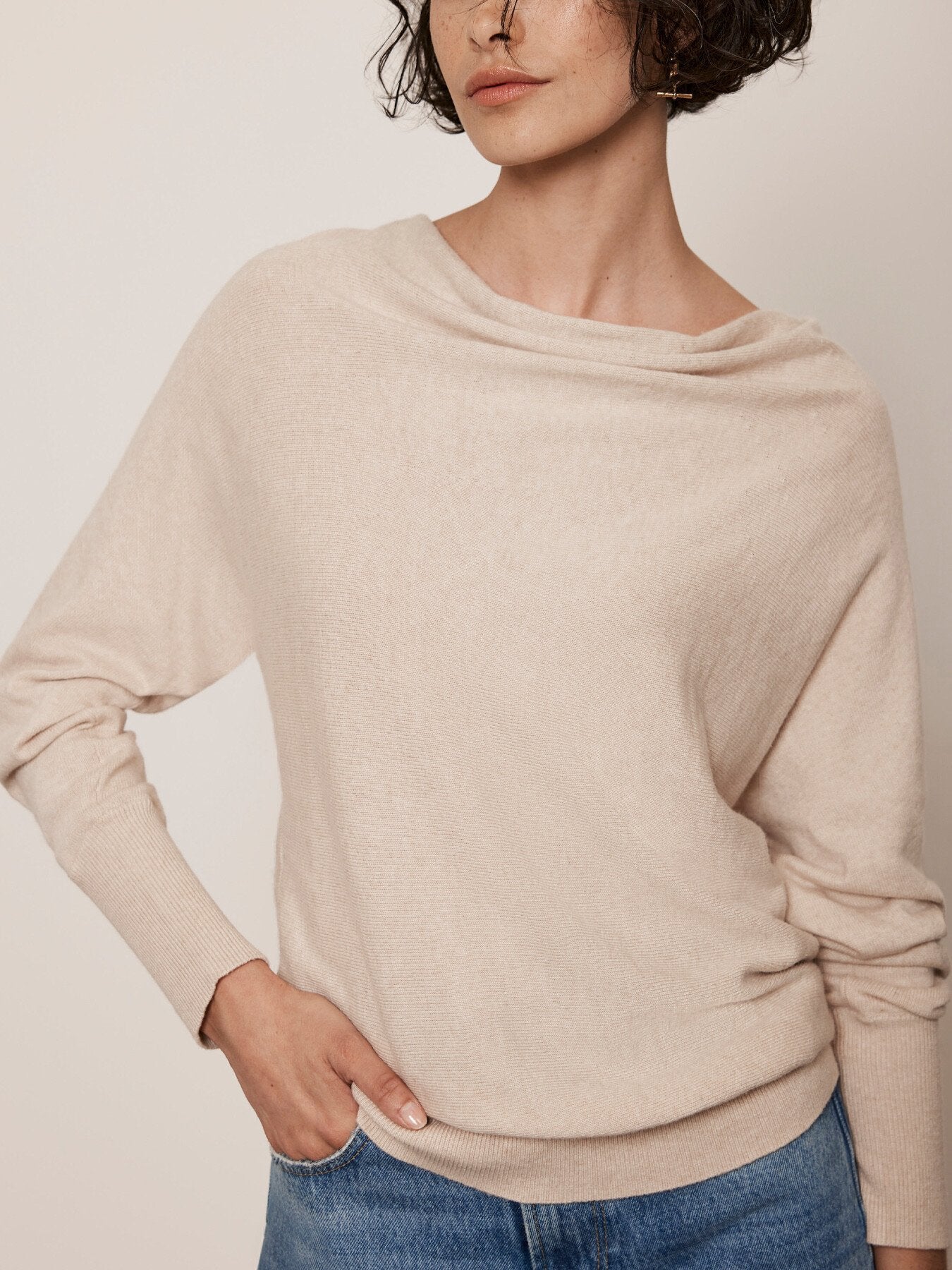Cotton Blend Cowl Neck Jumper - Image 4