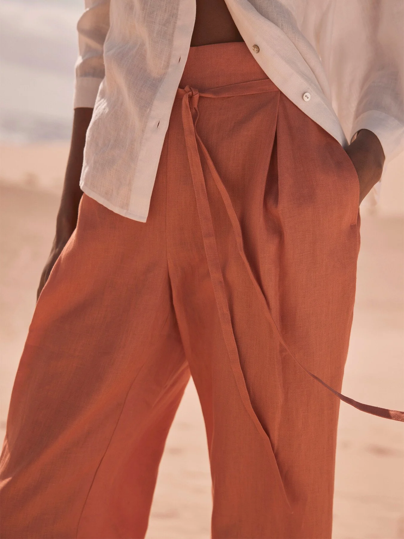 Linen Belted Trousers - Image 4