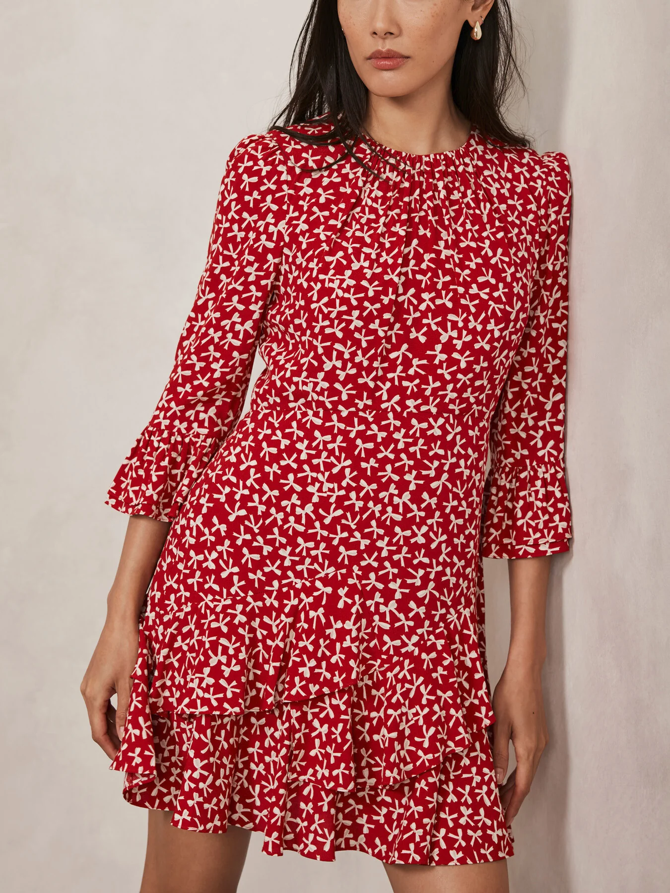 Bow Print Mini Dress - Image 2