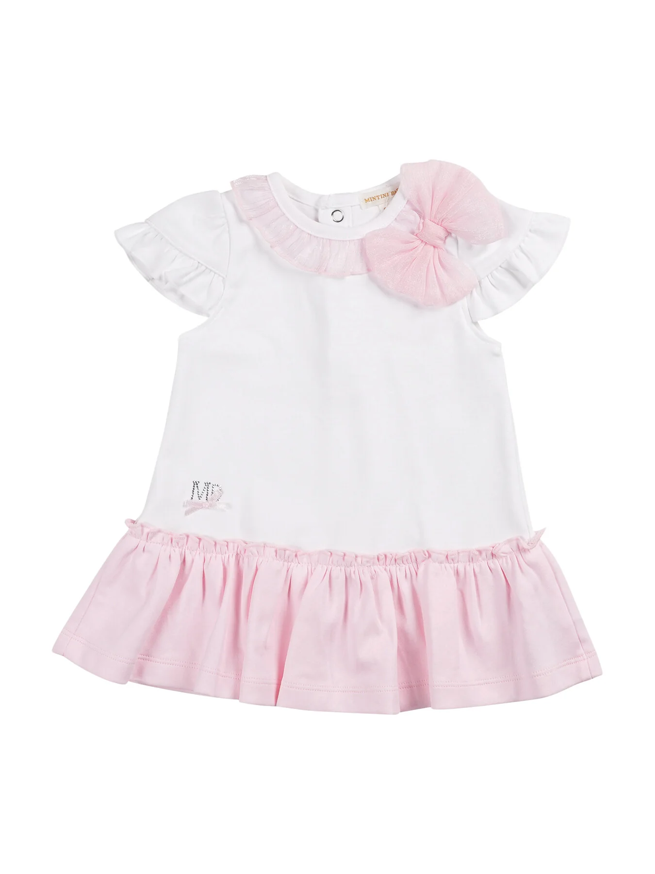 Pink and White Tuille Bow Dress
