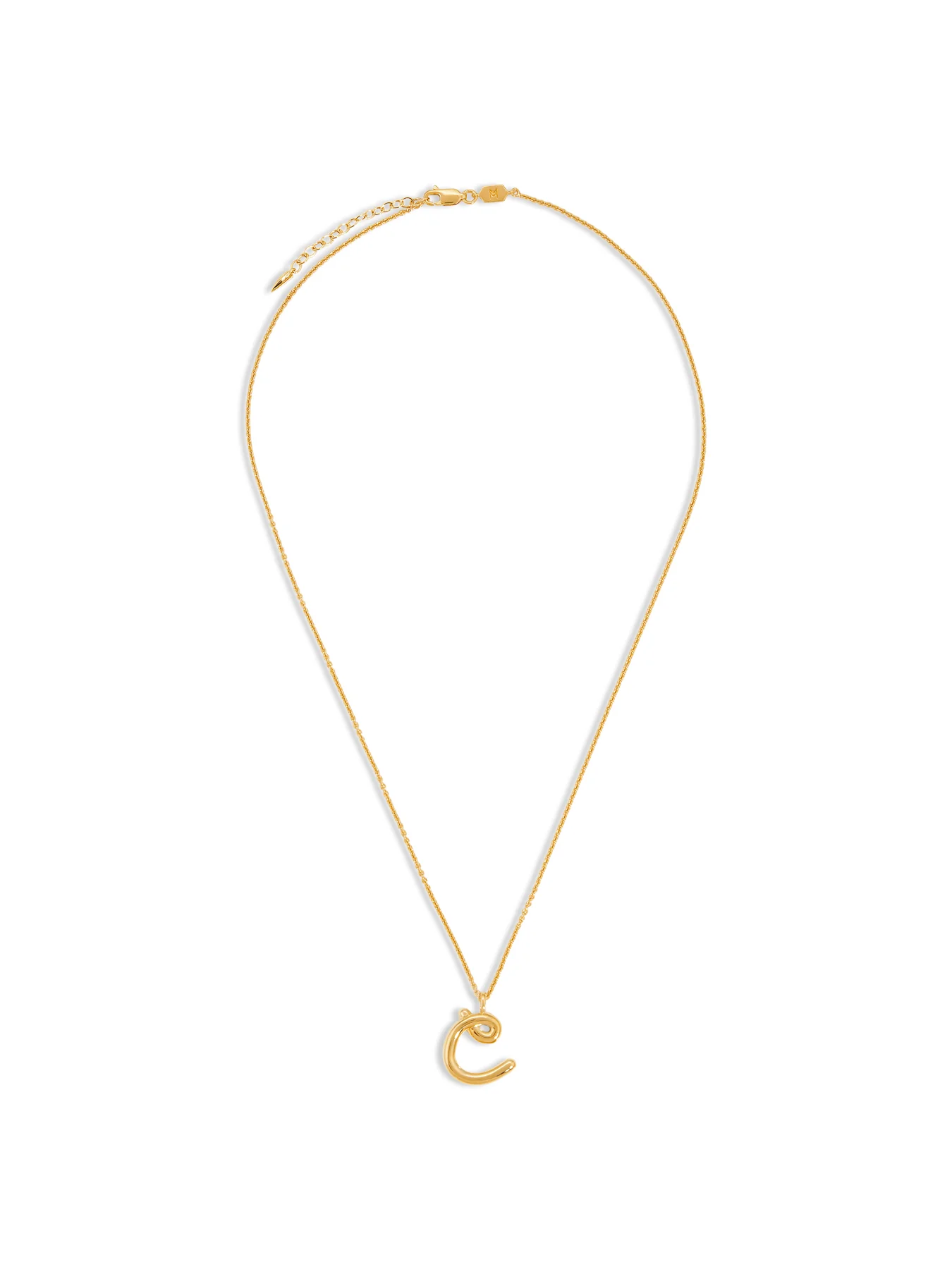 Curly Molten Initial C Pendant Necklace