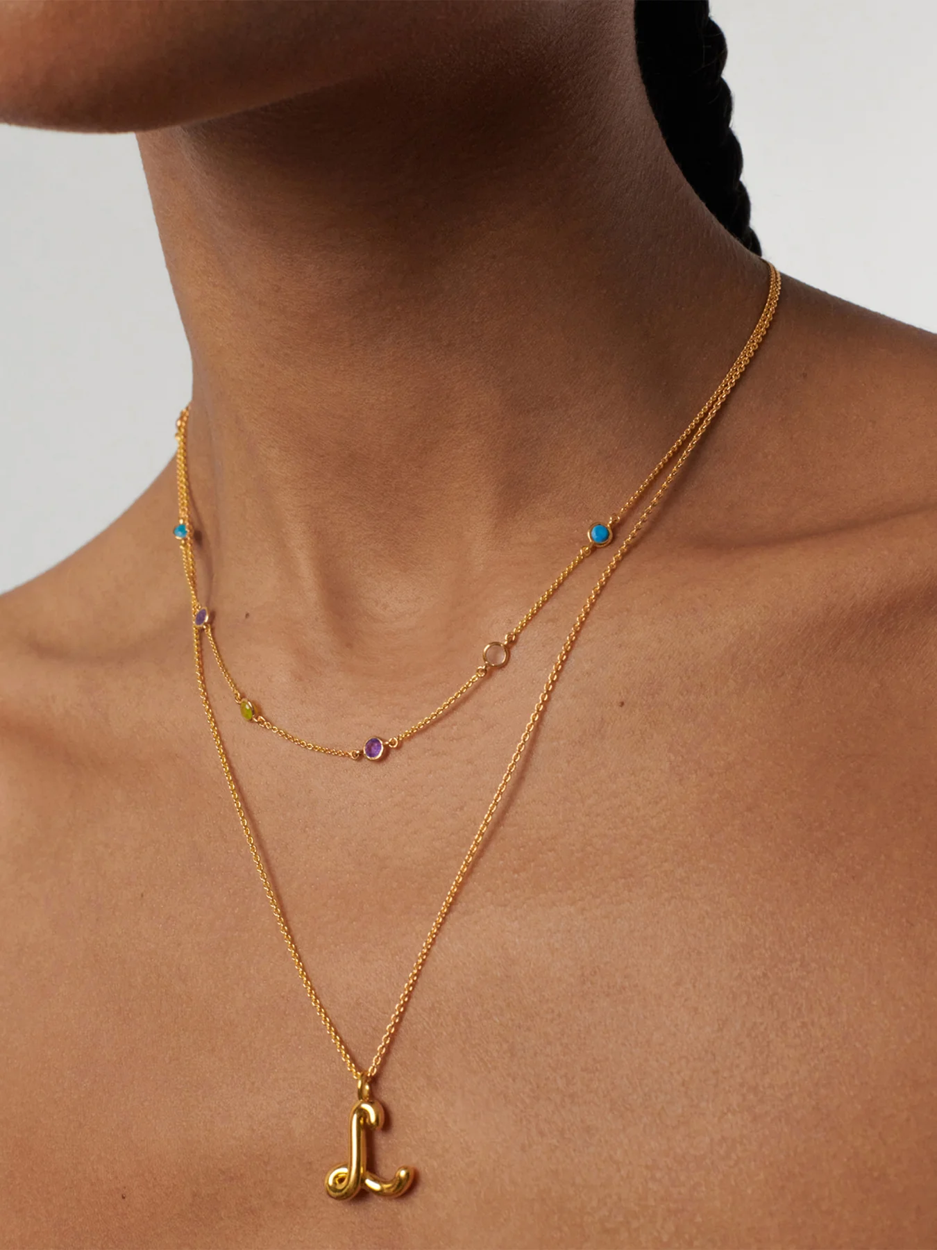 Curly Molten Initial L Pendant Necklace - Image 2
