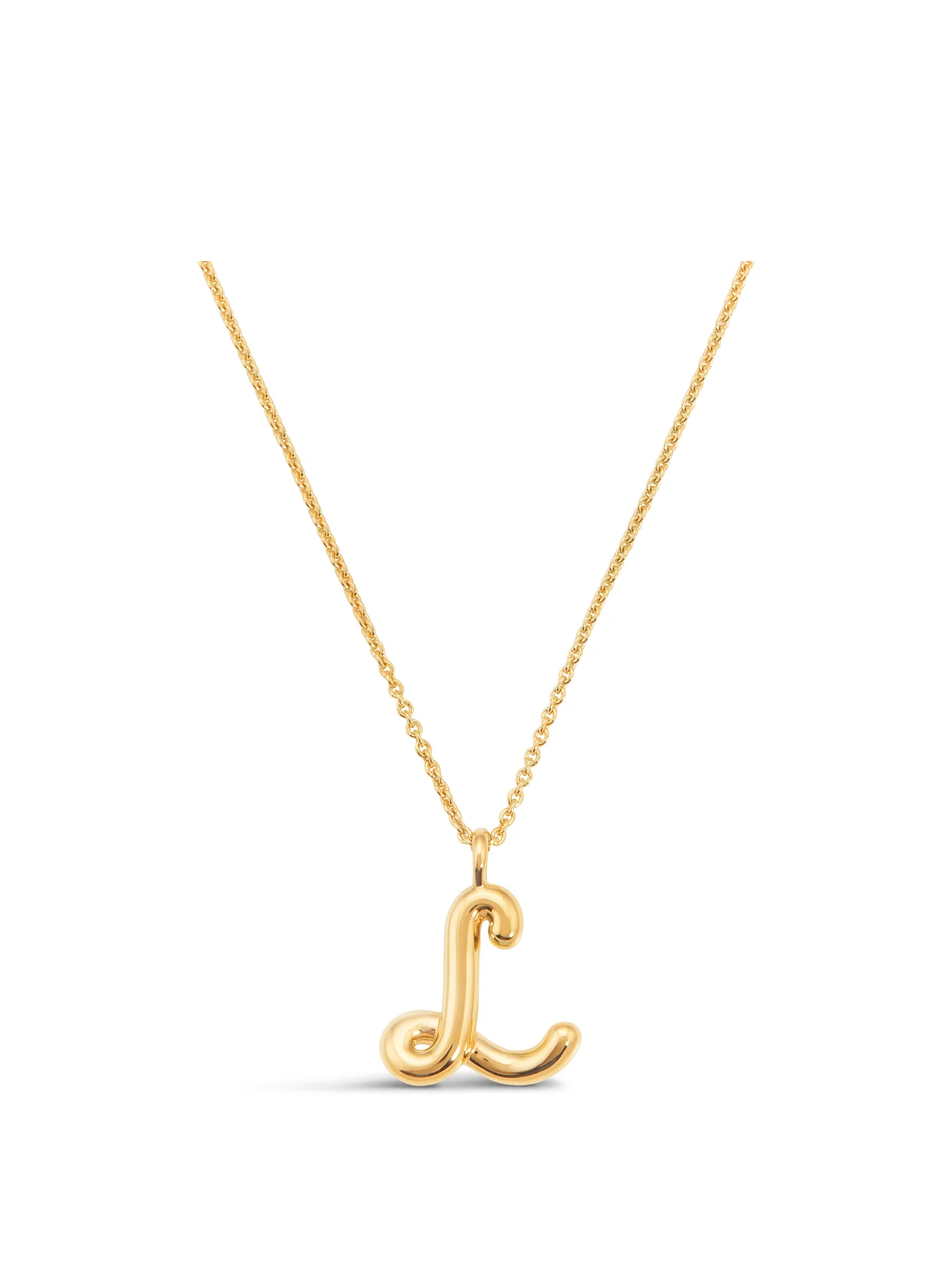 Curly Molten Initial L Pendant Necklace - Image 3