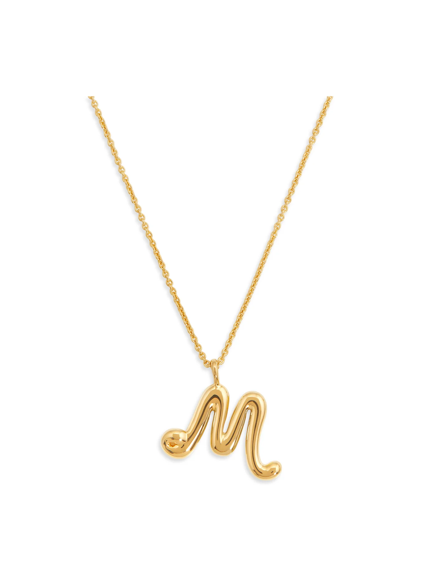 Curly Molten Initial M Pendant Necklace