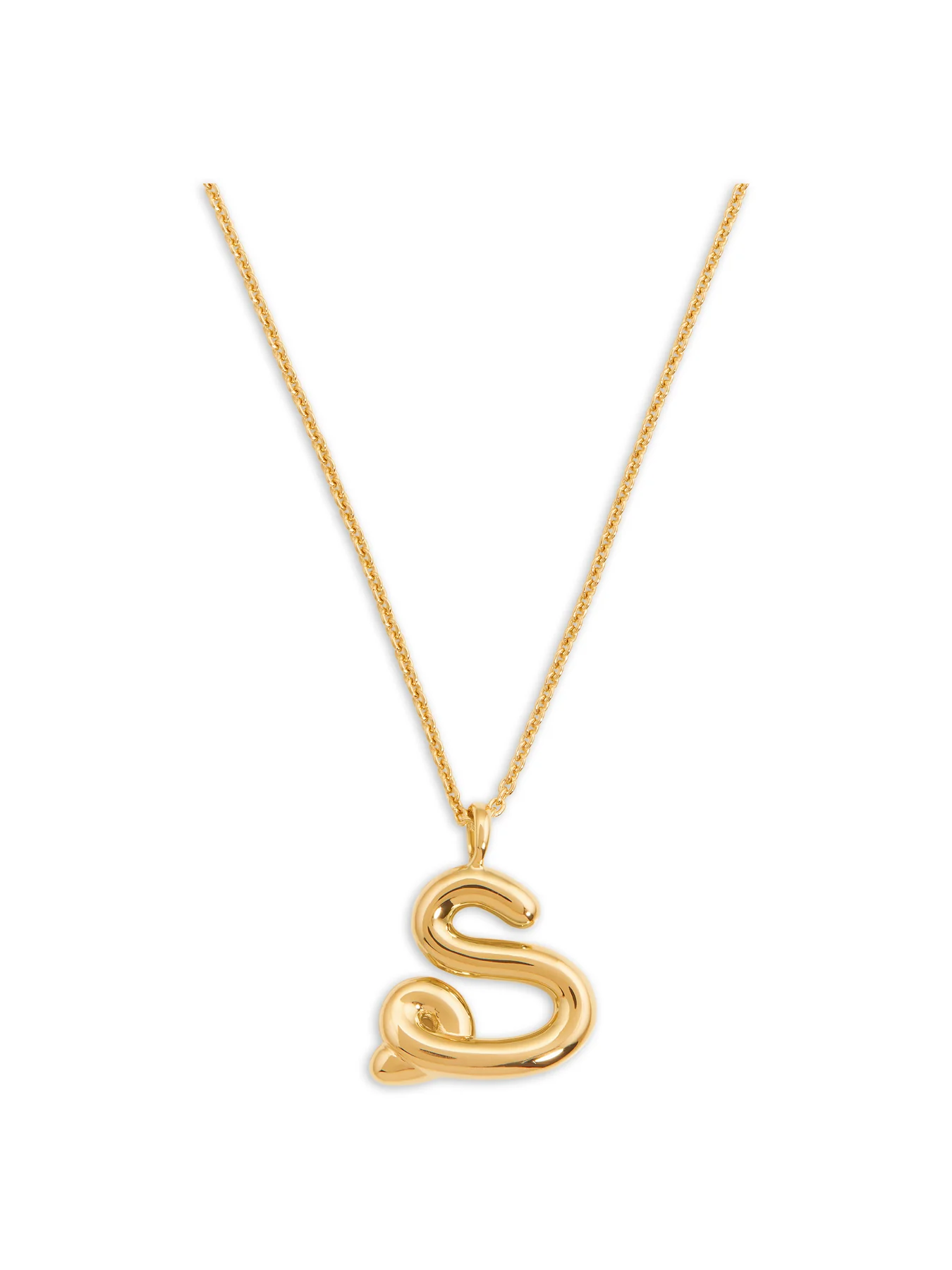 Curly Molten Initial S Pendant Necklace