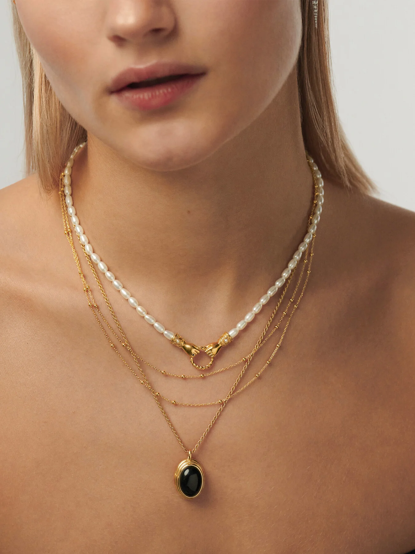 Double Chain Necklace Gold - Image 2