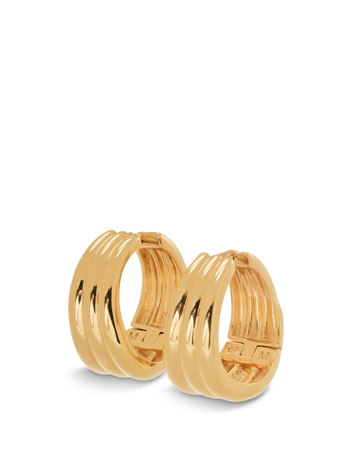 SAVI TRIPLE RIDGE LARGE HOOP EARRINGS - Image 3